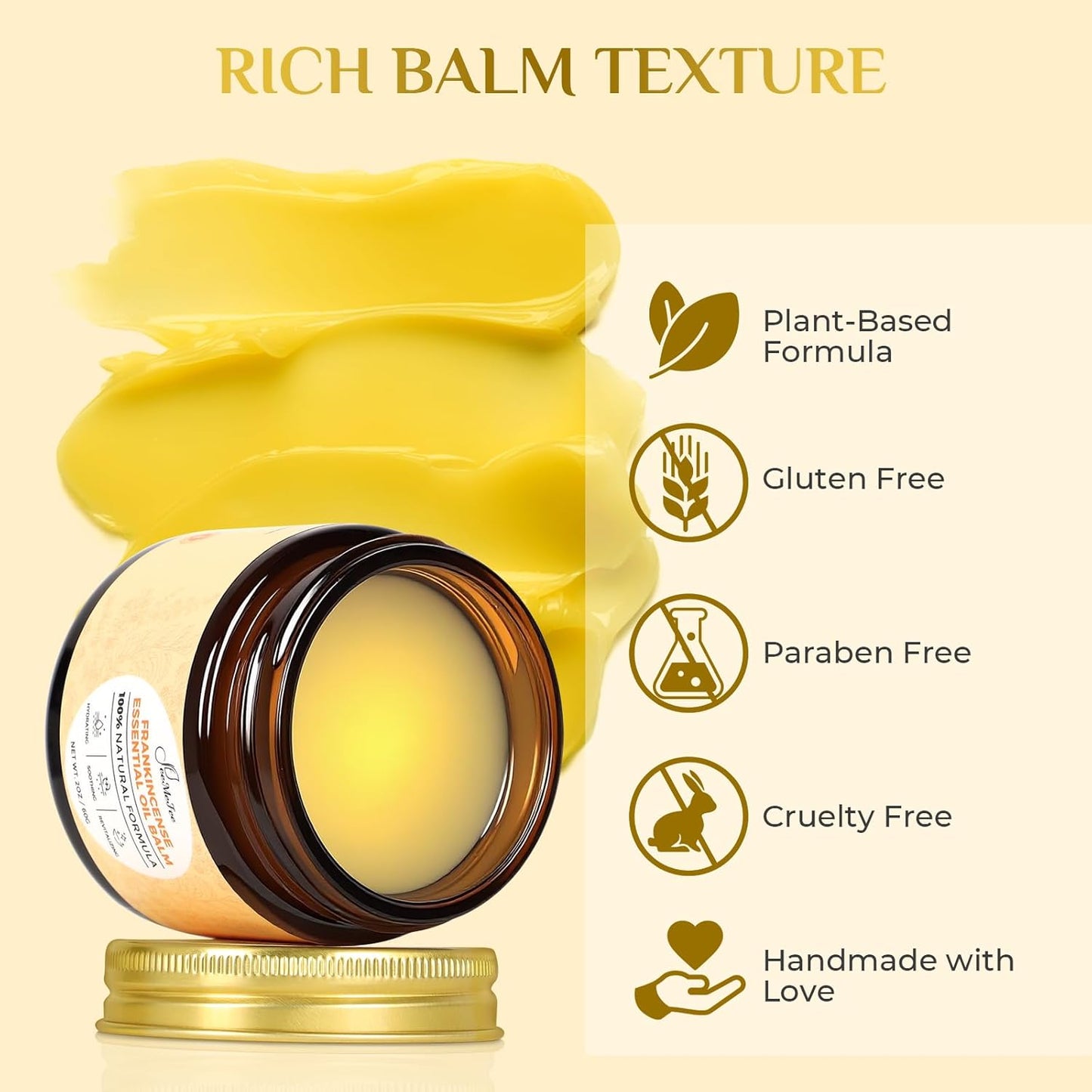 FeeMeFee Frankincense Balm 2oz, Frankincense Essential Oil with Myrrh for Soothing Relief, Muscle Relaxation, Boswellia Serrata, Olive Oil, Vitamin E, Moisturizer for Dry, Cracked Skin
