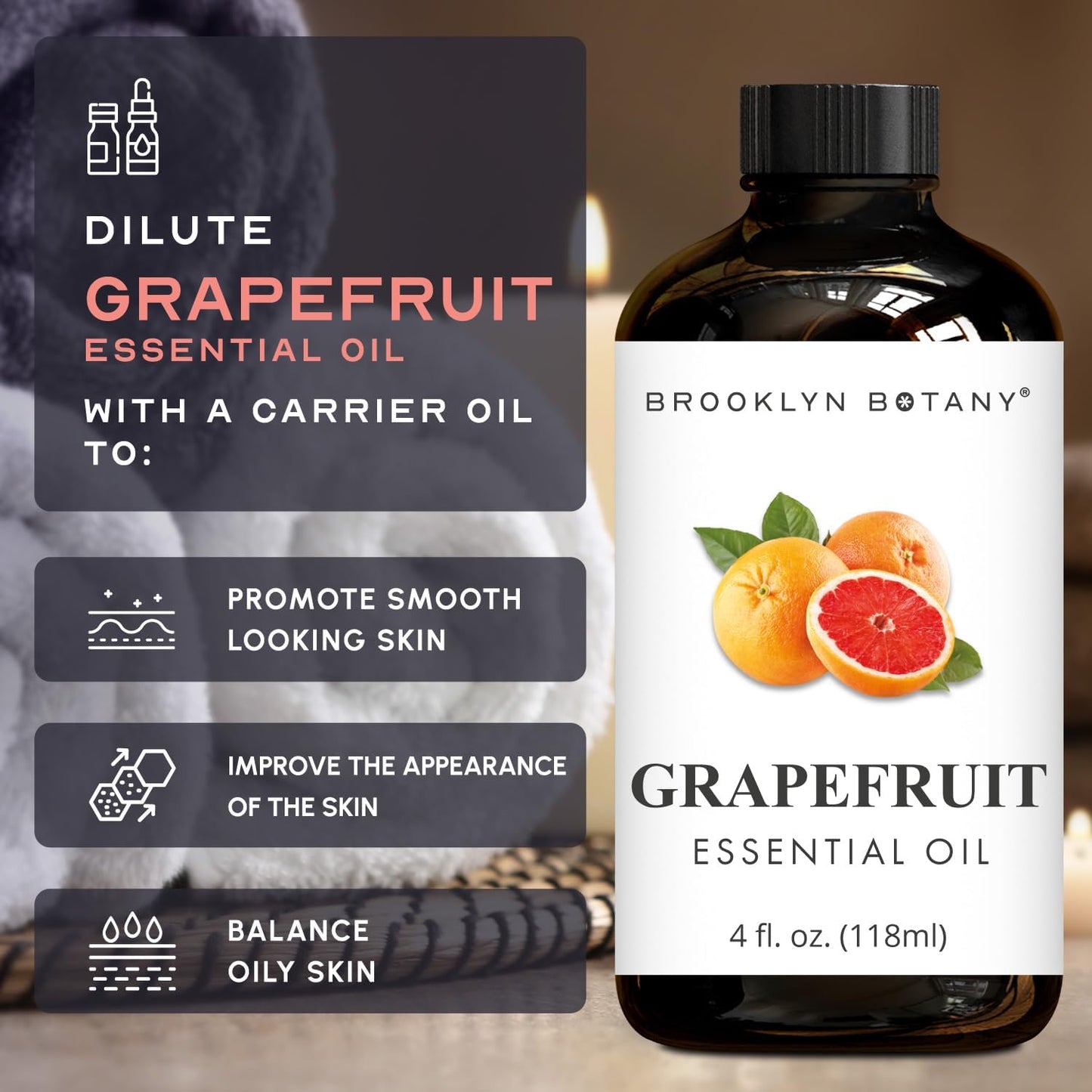 Brooklyn Botany Sweet Orange & Grapefruit Essential Oils – 4 Fl Oz (Pack of 2) – 100% Pure & Natural – Juicy & Refreshing Aromatherapy Blend