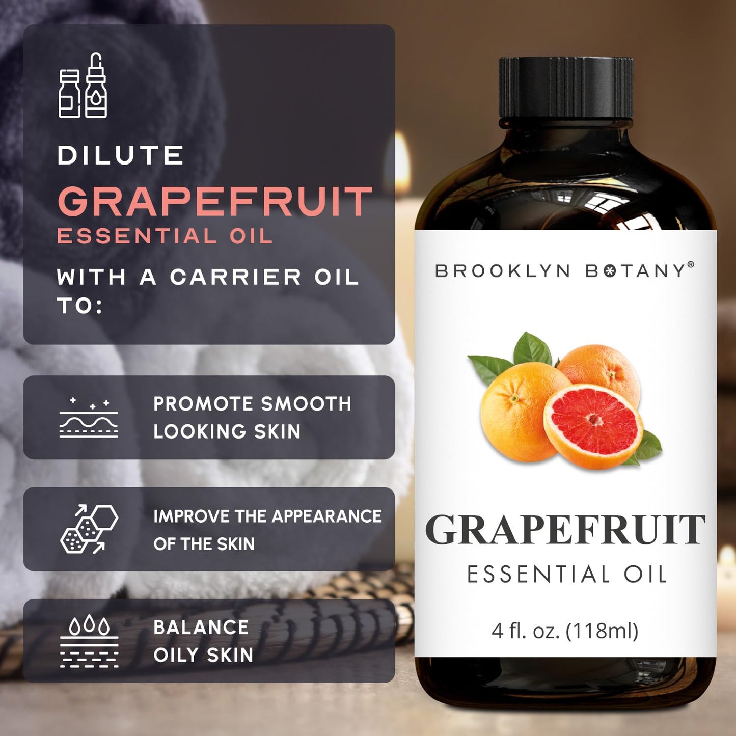 Brooklyn Botany Grapefruit & Spearmint Essential Oils – 4 Fl Oz (Pack of 2) – 100% Pure & Natural – Uplifting & Cooling Aromatherapy Blend
