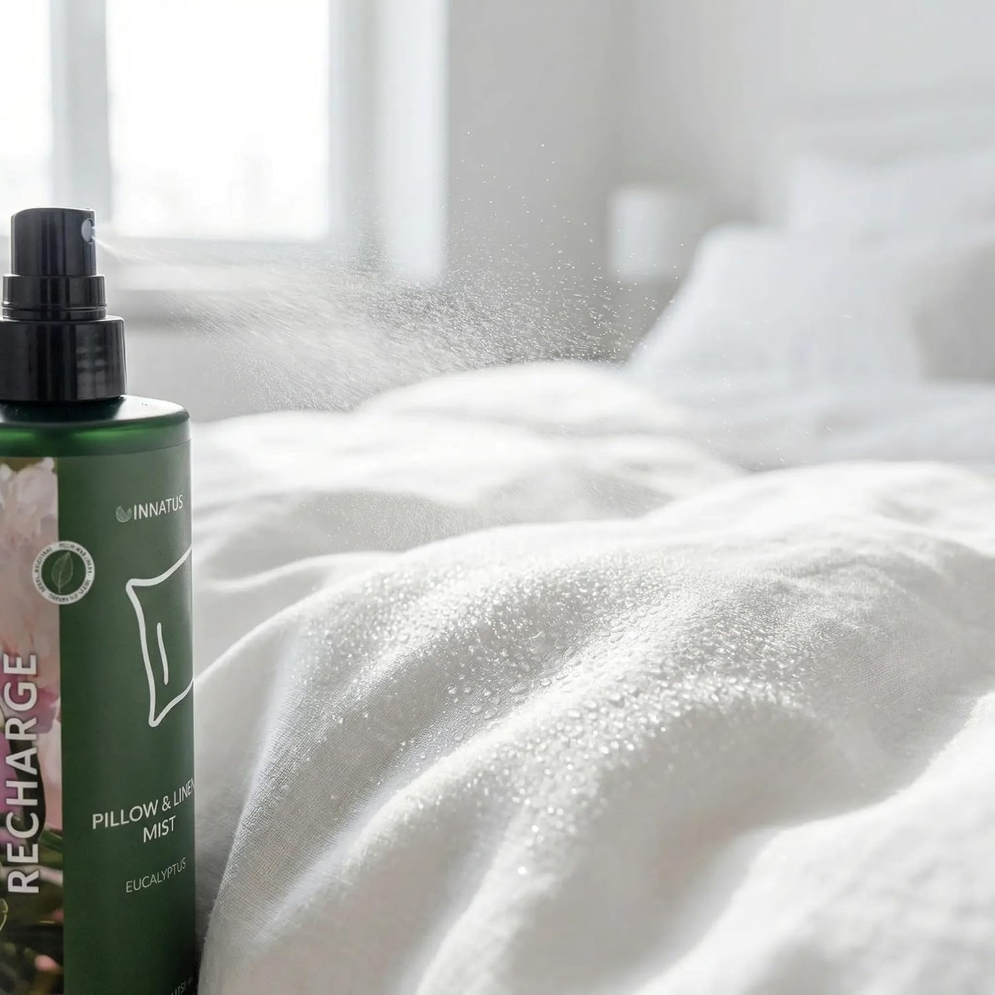 All-Natural Rose Pillow & Linen Spray – 4oz Aromatherapy Mist for Relaxation & Better Sleep – Chemical-Free, Water-Based Bedding & Room Spray (Eucalyptus)