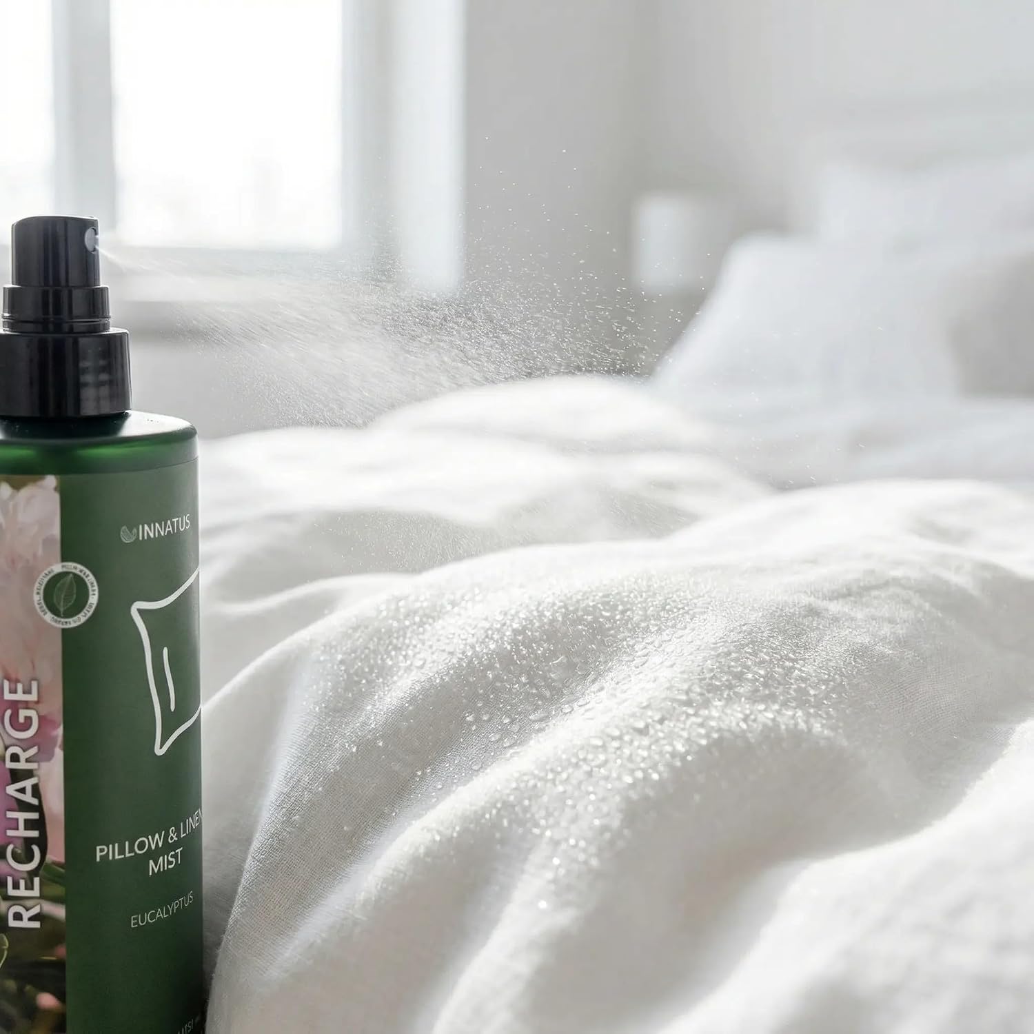 All-Natural Rose Pillow & Linen Spray – 4oz Aromatherapy Mist for Relaxation & Better Sleep – Chemical-Free, Water-Based Bedding & Room Spray (Eucalyptus)