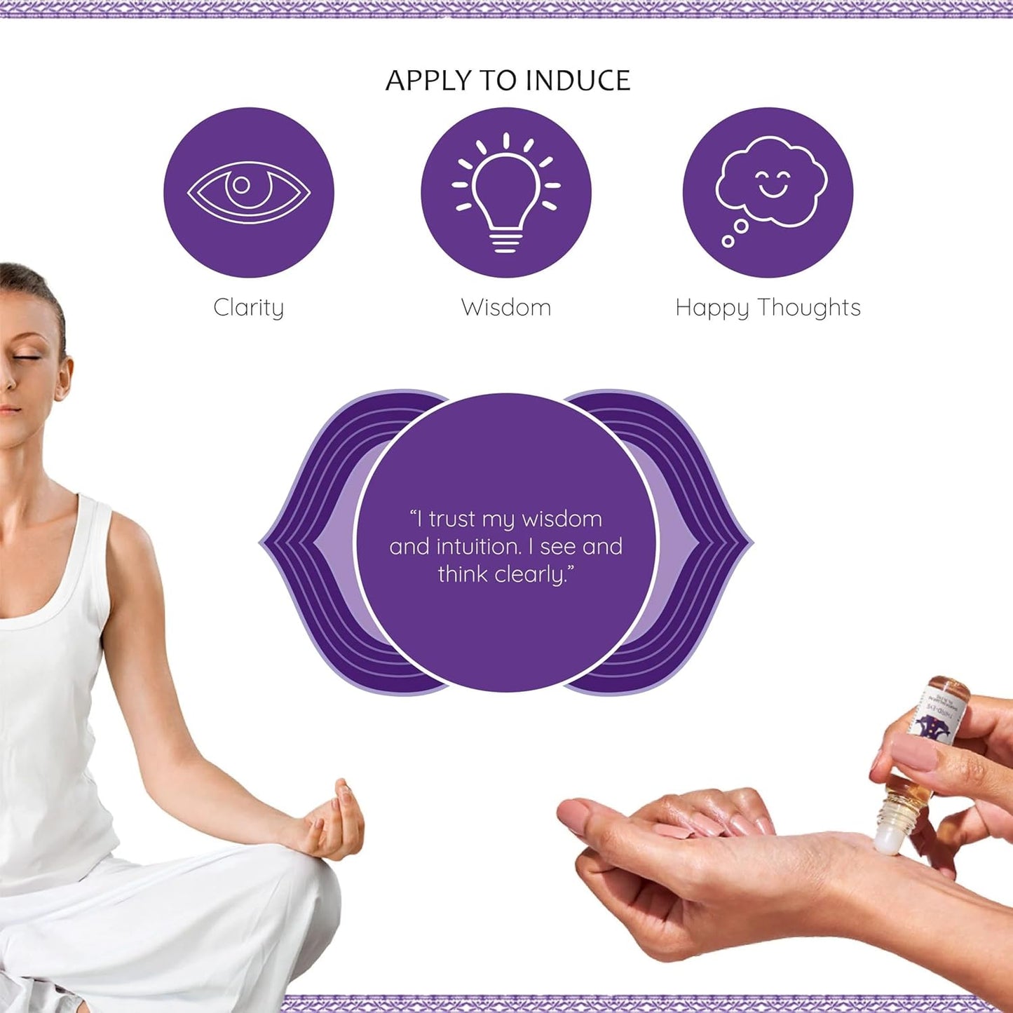 Third Eye Chakra Essential Oil Roll-On Blend by Aromafume | 10ml/0.33 fl oz | Ajna | Aromatherapy Oils for Chakra Balance | Rose & Juniper Extracts | Amethyst Incense for Meditation, Yoga, Reiki