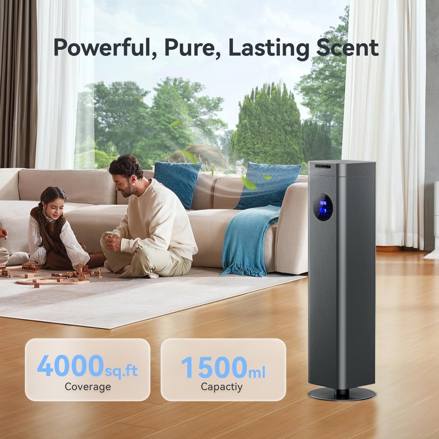 Aromadd 1500ml Scent Air Machine for Home, 4000 sq. ft Coverage Waterless Diffuser Essential Oil Diffuser Hotel Scent Diffuser Cold Air Nebulizer for Large Room Hotel Office (Titanium Gray)