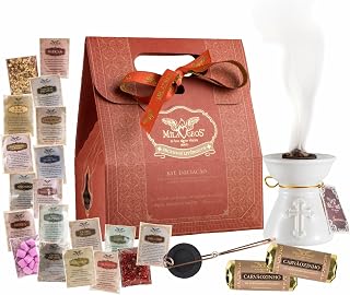 Liturgical Incense Starter Kit - 18 Varieties, Ceramic Burner, 3.2 oz (White)