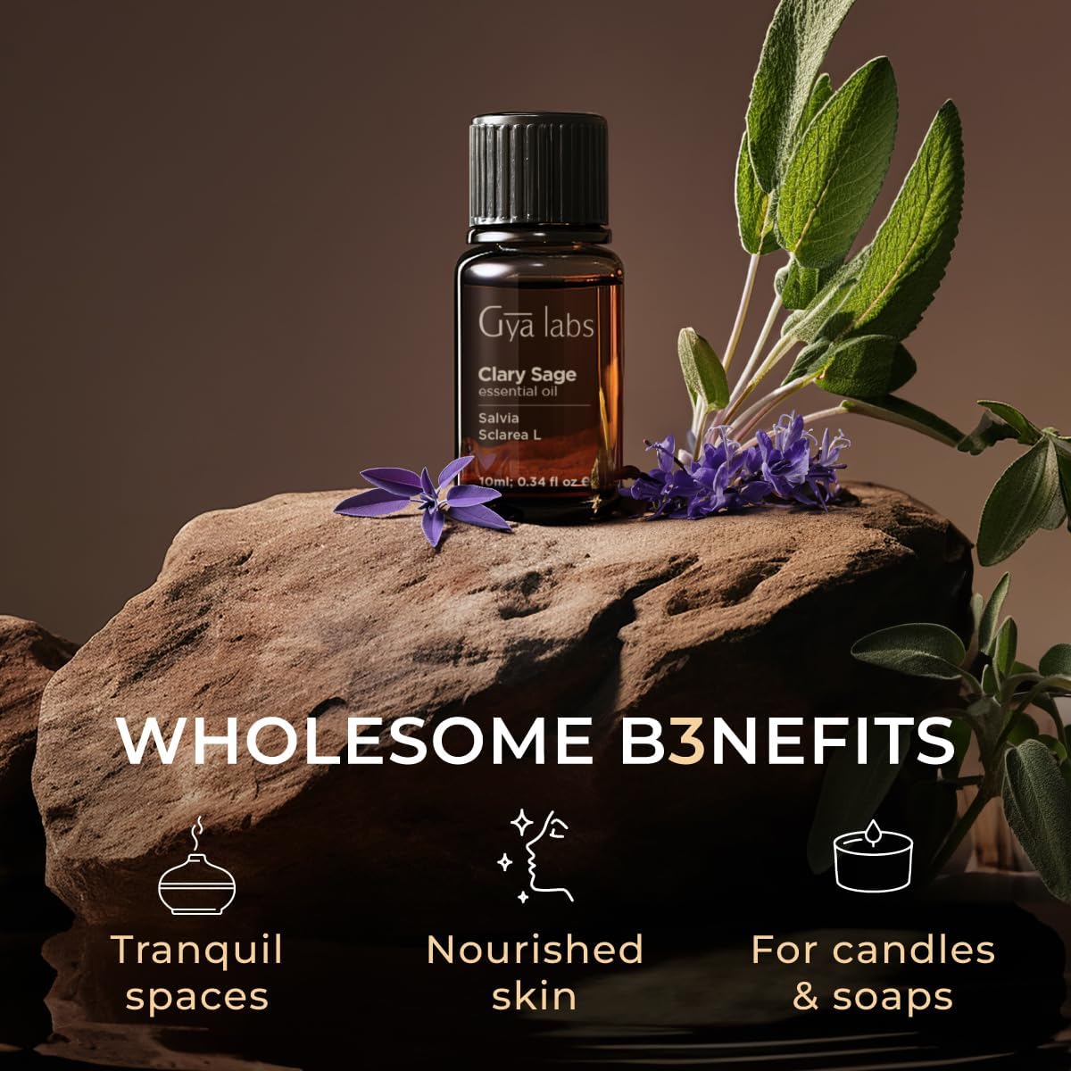 Organic Ylang Ylang Essential Oil for Diffuser & Sage Oil for Diffuser Set - Aromatherapy Grade Essential Oils Set - 2x0.34 fl oz - Gya Labs