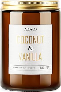 AOOVOO Vanilla Coconut Candle - Large Scented Candles 22oz, Soy Candles, Aromatherapy Candle, Soy Wax Candle