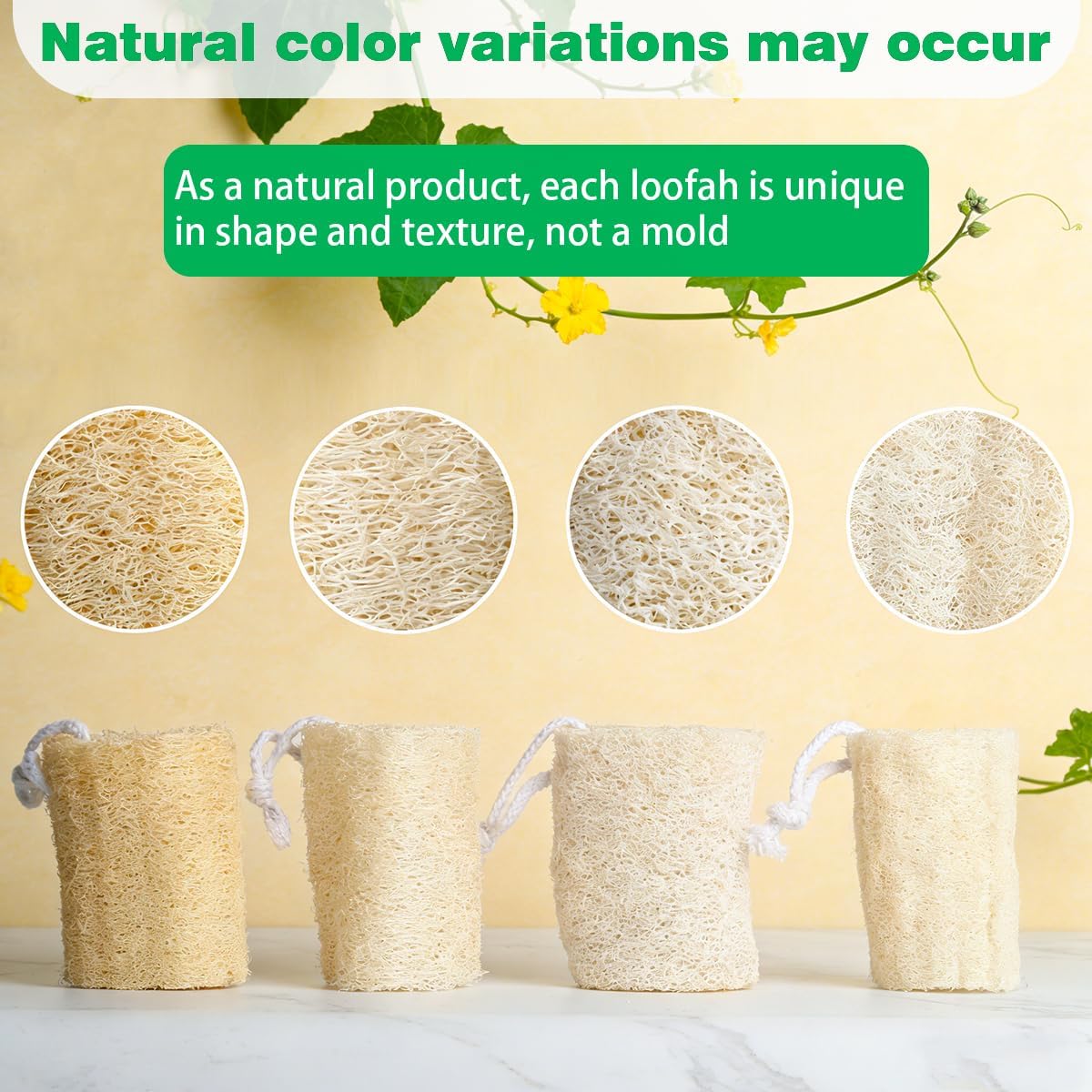 pisdoplop Natural Loofah Exfoliating Body Sponge Scrubber, 4 inch-Long Organic Loofa Luffa Plant-Based for Men & Women Skin Care Bath Shower Cleaning, Natural Sponges for Dishes
