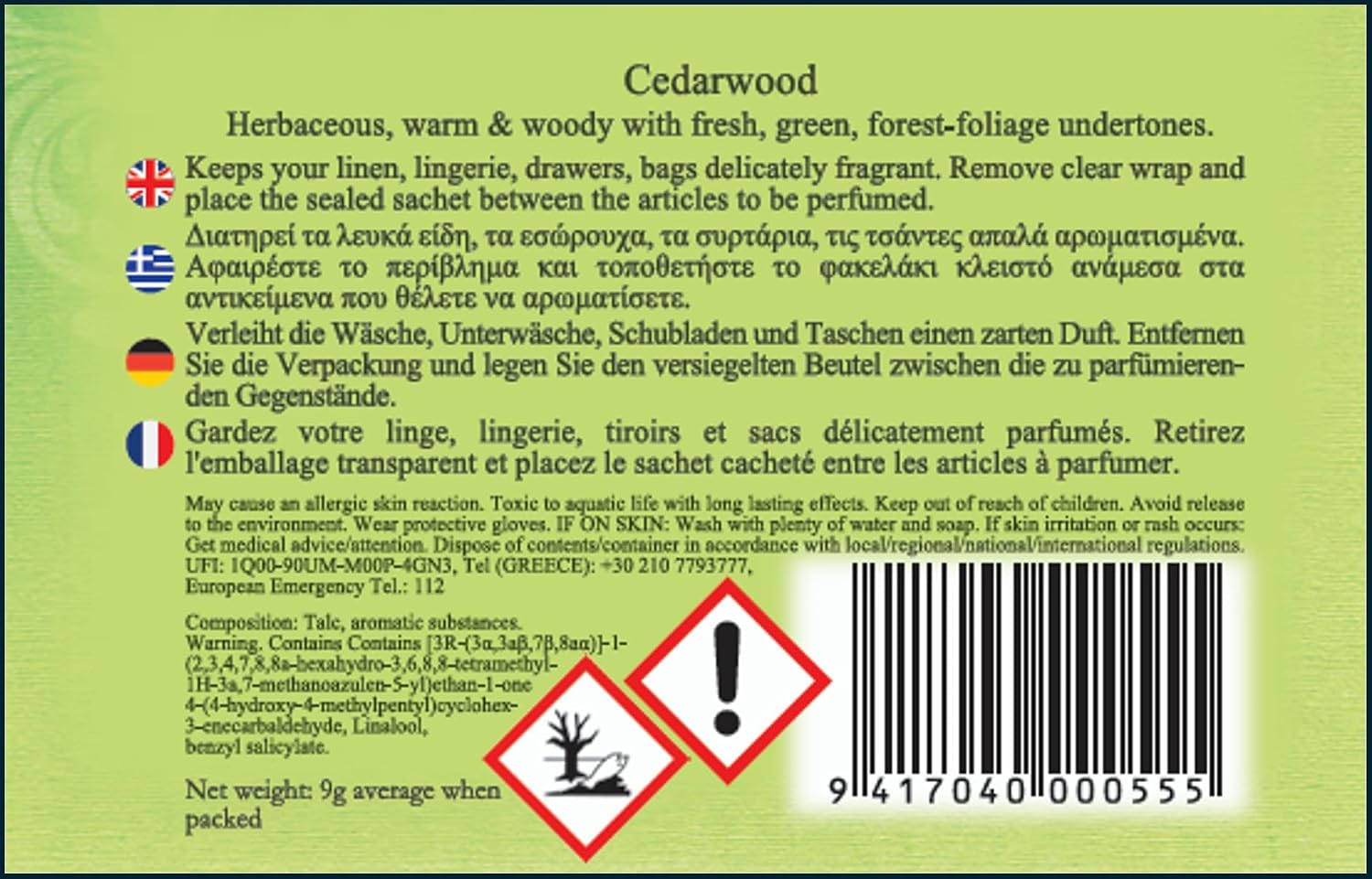 Good Life Cedarwood Scented Sachets | Designed in New Zealand | 12 Sachets