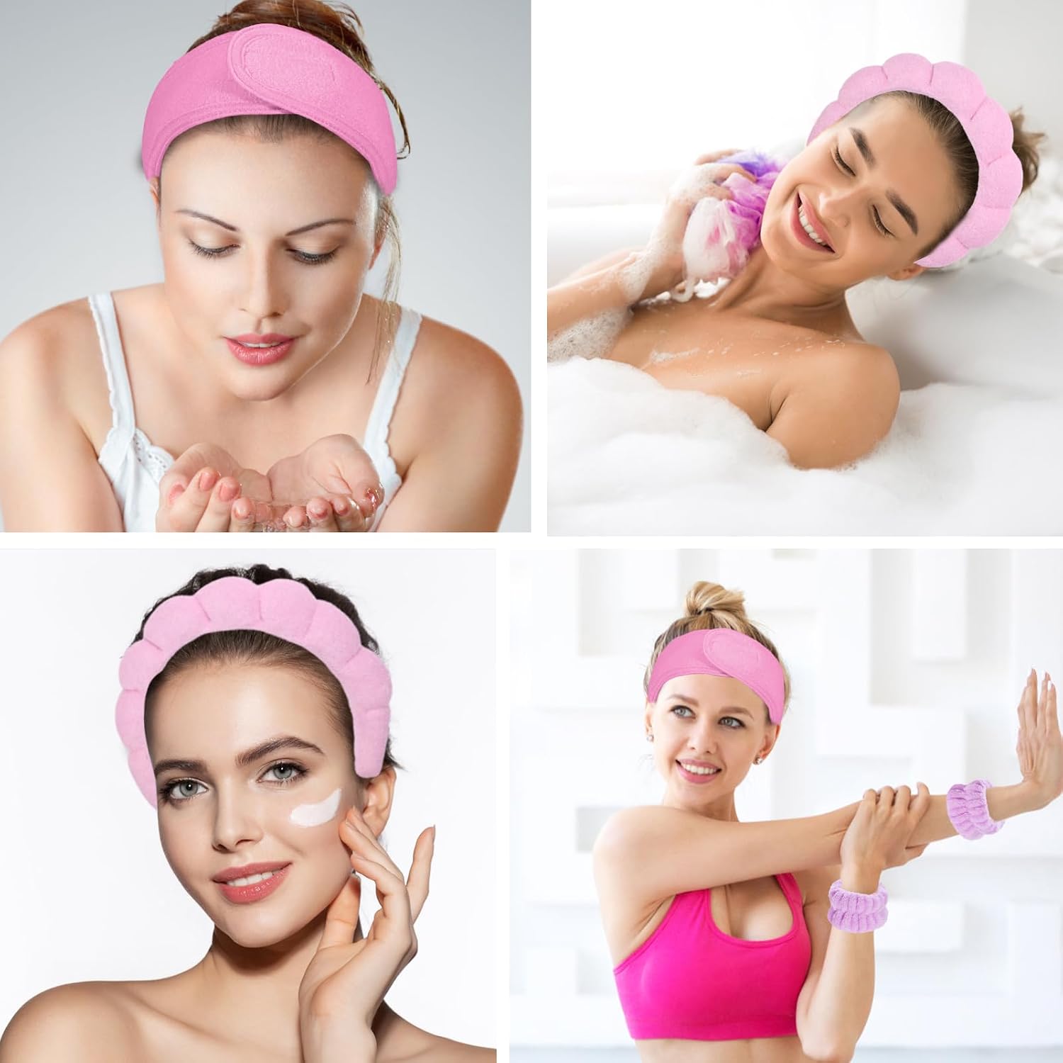 Spa Gift Set: Bubble Headband, Face Wash Headband, Skin Care Wristbands for Ladies and Women