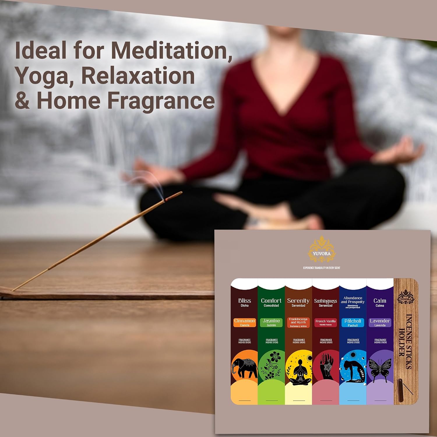 Aromatic Incense Sticks Gift Set – 120 Natural & Non-Toxic Incense Sticks | 6 Soothing Scents | Home, Meditation, Relaxation & Yoga | Free Incense Holder | Inciensos - Gifts for Women
