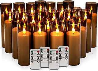 24-Pack Grey LED Flameless Pillar Candles with Remote Control - Perfect for Home, Parties, and Special Festivals Decorations - Indoor/Outdoor