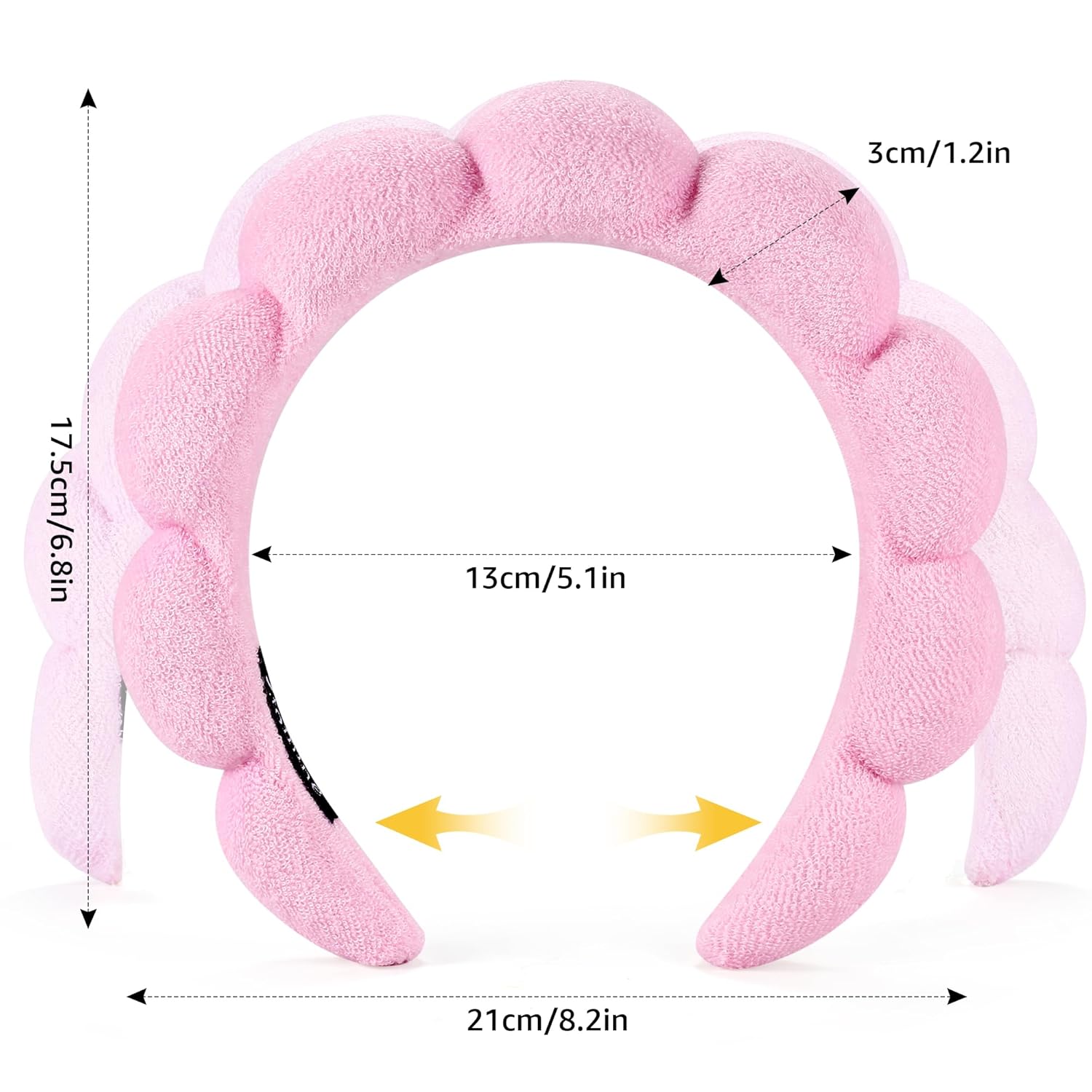 Ztomine Spa Headbands for Washing Face or Facial, Set of 2 Skincare Headbands, Terry Cloth Headband Wash Combo Pack - Puffy Makeup Washing, Mask, Skin Treatment (Black & Pink)