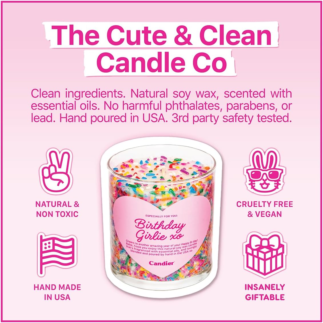 Birthday Cake Scented Candle with Sprinkles, Natural Soy Candle, Aromatherapy for Relaxation, Unique Gift Candle for Women, 60-Hour Burn Time - Candier by Ryan Porter