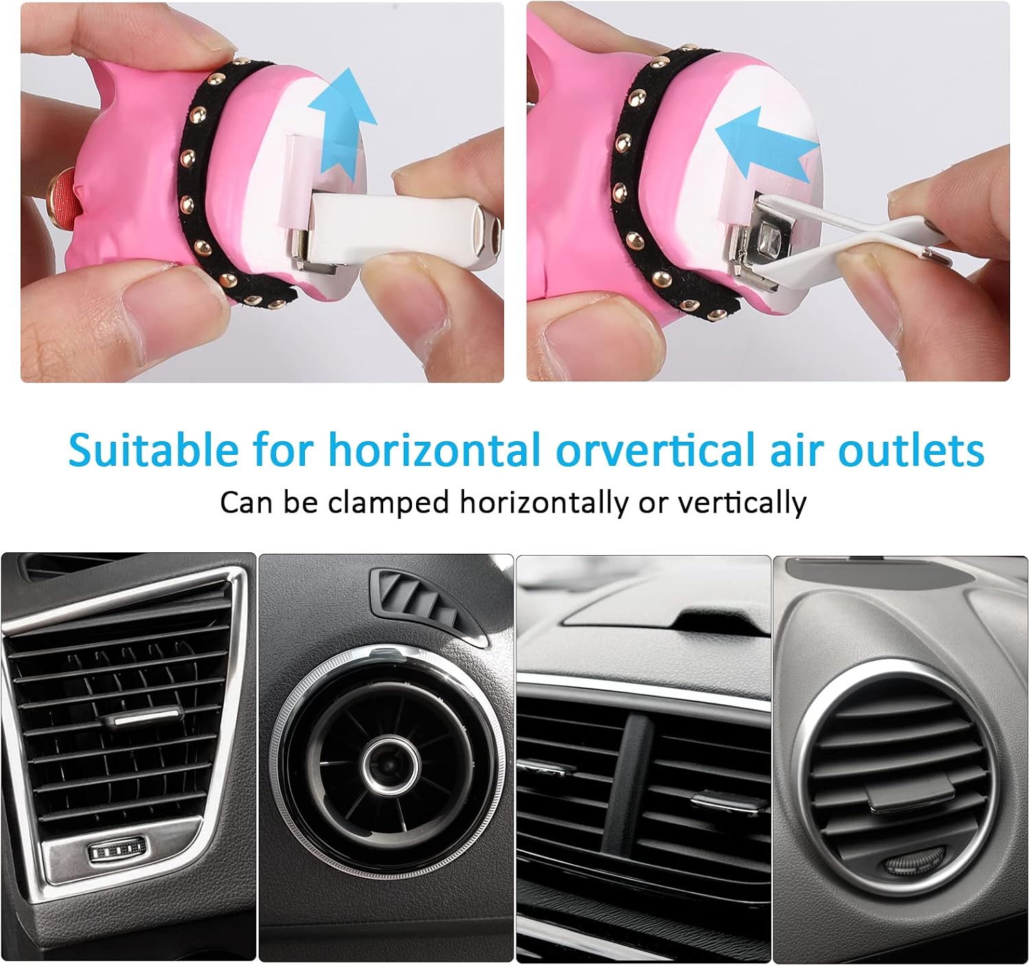 French Bulldog with Sunglasses Car Aromatherapy Essential Oil Diffuser, Pink Gypsum Car Air Freshener Vent Clip Locket Car Oil Diffuser Air Vent Decorations for Car, Living Room, Office