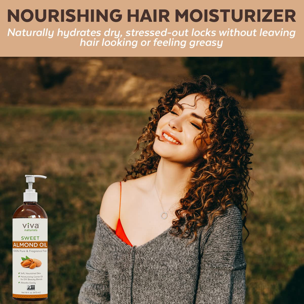 Almond Oil (16 oz); Sweet Almond Oil for Skin or Almond Oil for Hair, The Perfect Natural Body Oil for Women, Great as Unscented Massage Oil (Pack of 2)