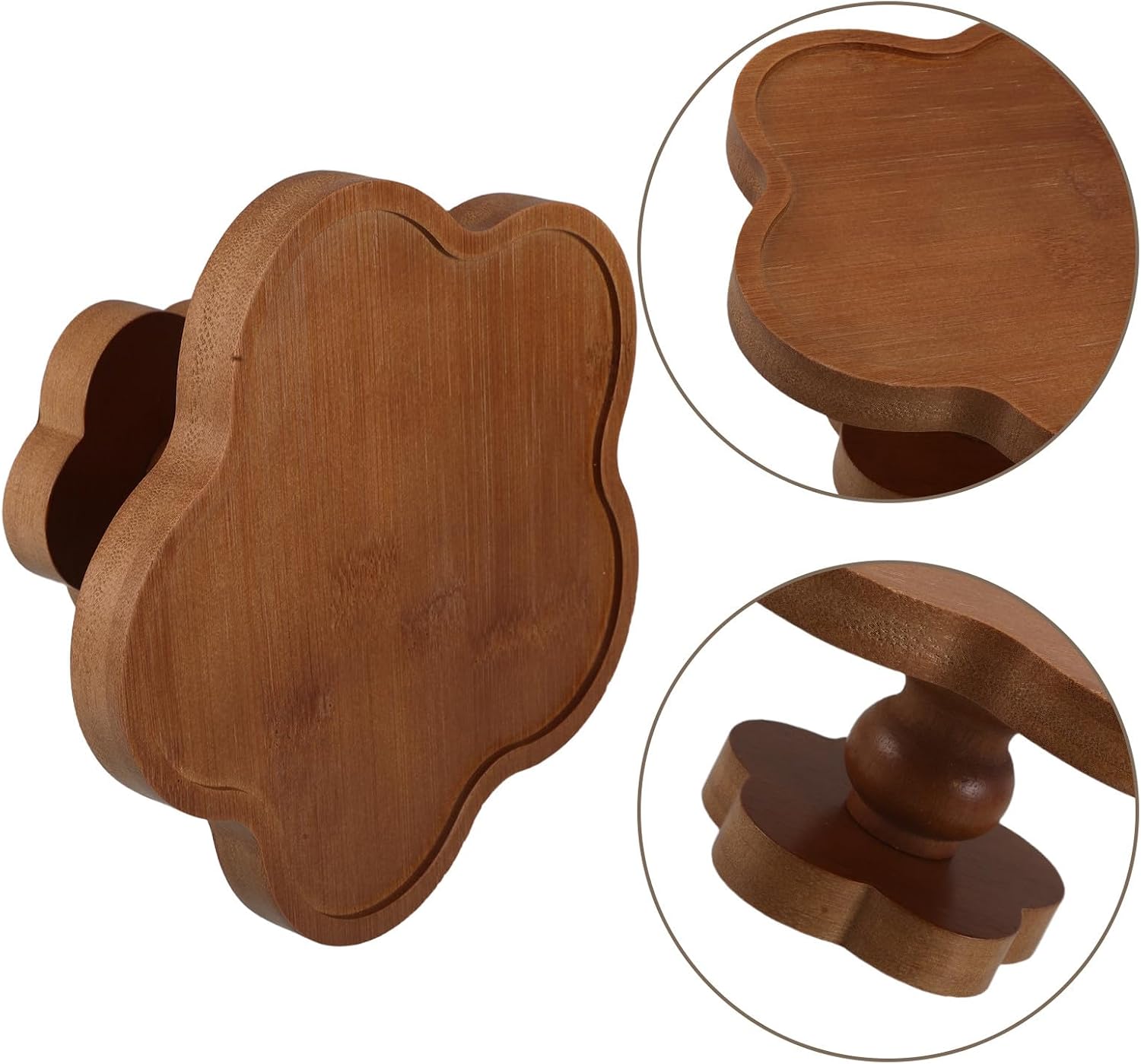 SUPVOX Wood Aromatherapy Candle Tray with Footed Base, 17x9cm French Floral Pattern Decorative Jewelry Organizer and Trinket Dish for Home Décor