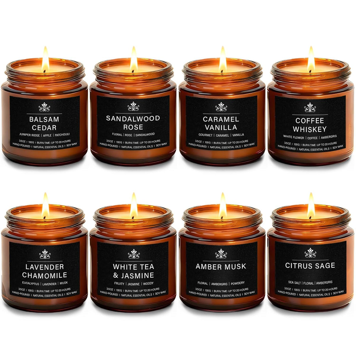 8 Pack Soy Wax Scented Candles Gift Set
