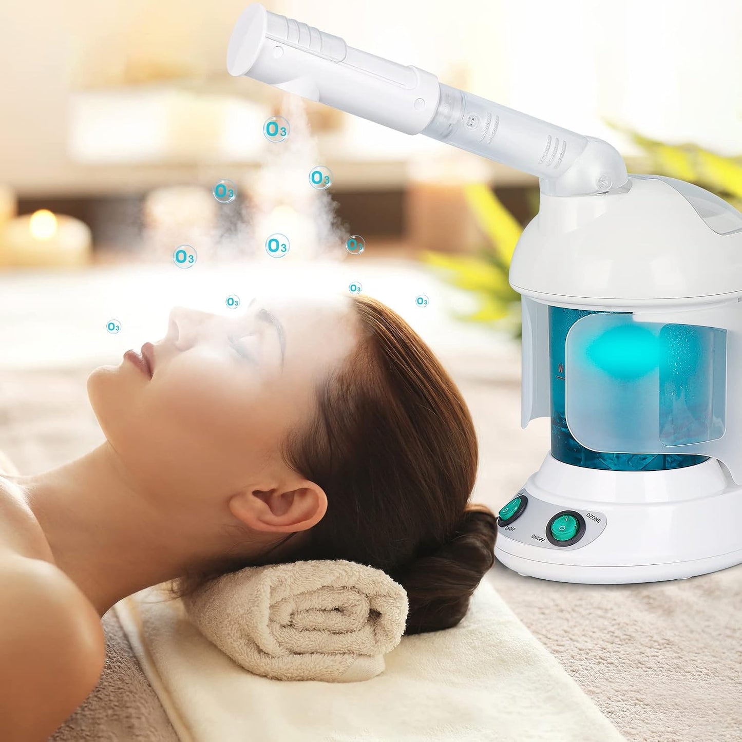 Nova Microdermabrasion Ionic Nano Mist 2 in 1 Hair Face Steamer, 360° Adjustable Steam Hood with Facial Sauna Attachment for Deep Moisturizing Hair Therapy and Skin Care at Home