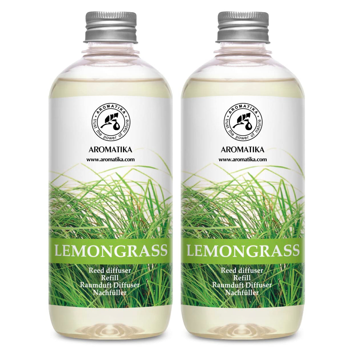 Lemongrass Diffuser Refill 34 Fl Oz (2x17 Fl Oz) - Fresh & Long Lasting Fragrance - Refill with Natural Essential Lemongrass