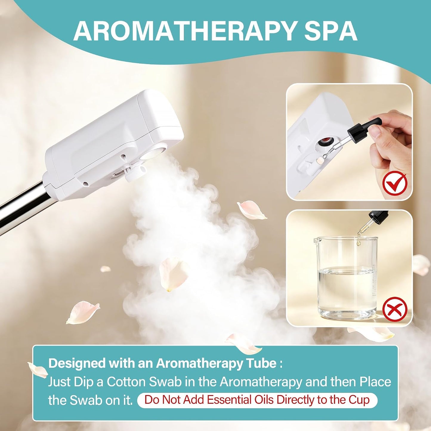 2 in 1 Facial Steamer Professional Nano Ionic Face Deep Cleansing Hydration with 5X Magnifying LED Lamp & Rolling Wheels, High Frequency, Portable Home Spa Salon Beauty Skin Care Equipment