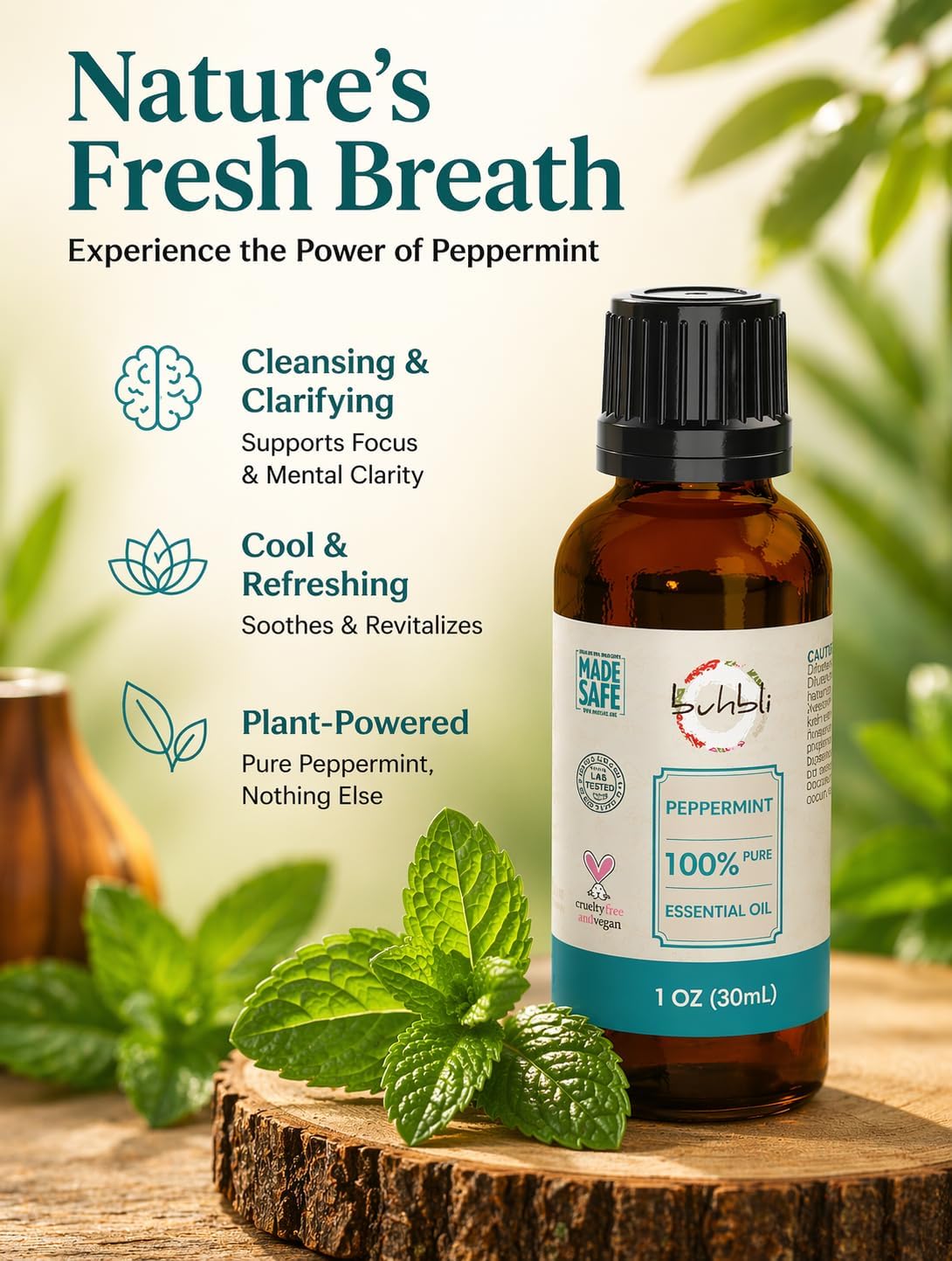 Peppermint Oil 100% Pure – Peppermint Essential Oil (30ml), Mentha Piperita, Steam Distilled, Essential Oil for Aromatherapy