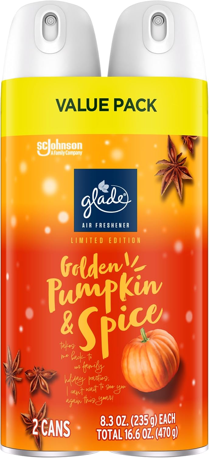 Glade Air Freshener Room Spray, Golden Pumpkin & Spice, 8.3 oz, 2 Count