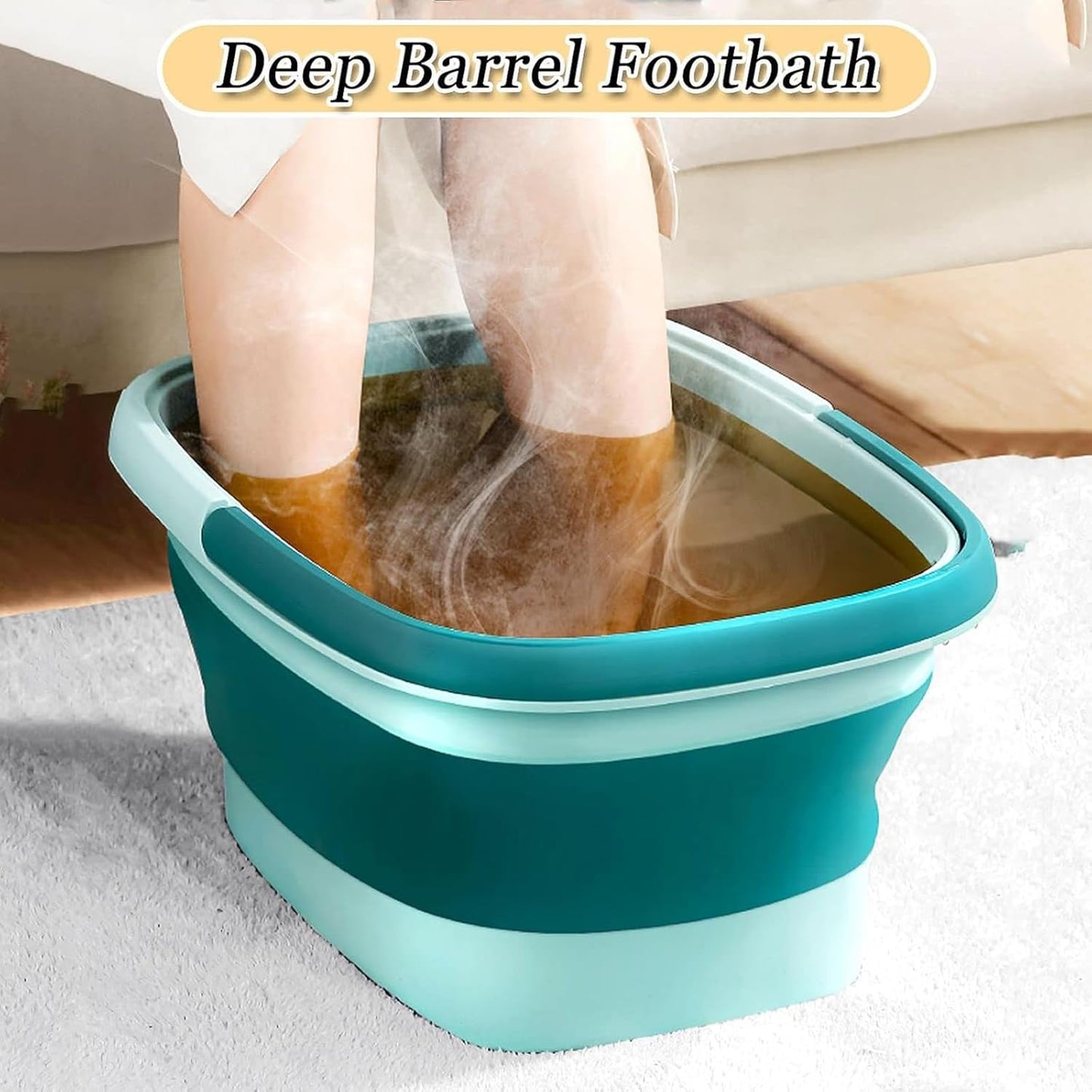 WMHYLYH Collapsible Foot Spa Bath Massager for Dry Cracked Feet, Feet Soaking Tub with Massage Acupoint, Pedicure Foot Soak Basin Plastic Bucket with Handle(Green)