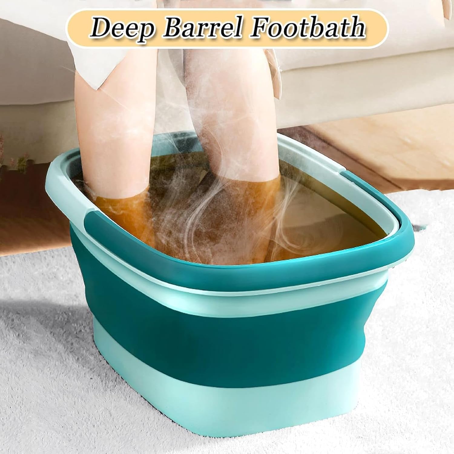 WMHYLYH Collapsible Foot Spa Bath Massager for Dry Cracked Feet, Feet Soaking Tub with Massage Acupoint, Pedicure Foot Soak Basin Plastic Bucket with Handle(Green)