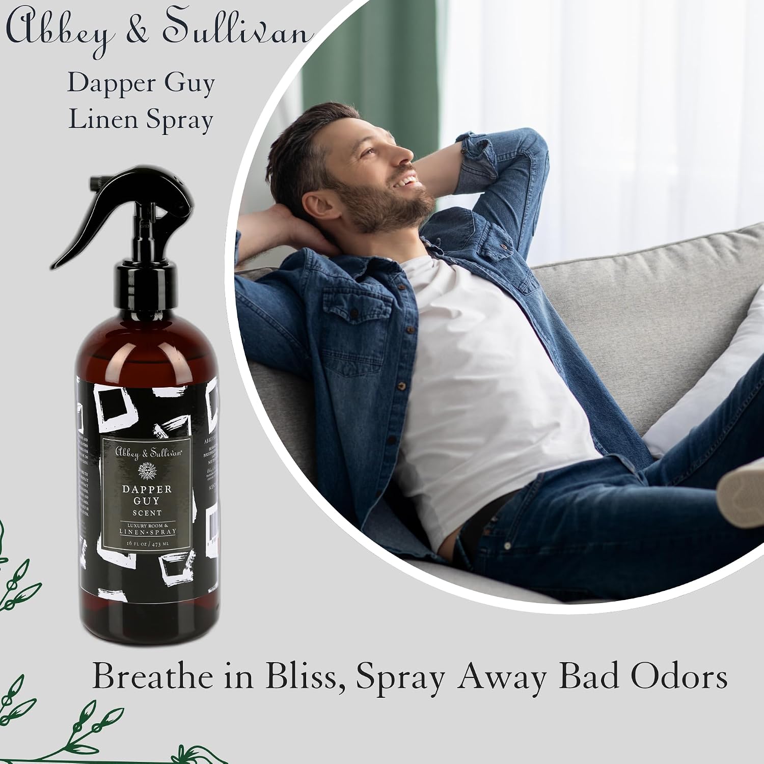 Abbey & Sullivan Linen Spray, Dapper Guy, 16 oz