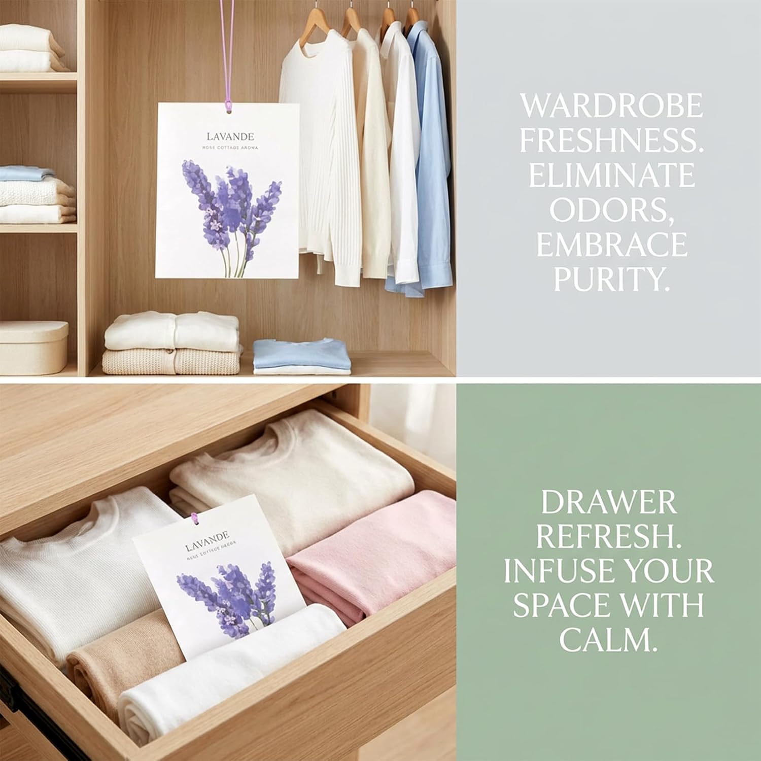 RAINFLOW Lavender Sachets for Drawers and Closets - 10 Pack Scented Sachet Bags for Clothes, Closet Freshener and Small Spaces Home Fragrance for Wardrobe, Car, Bedroom