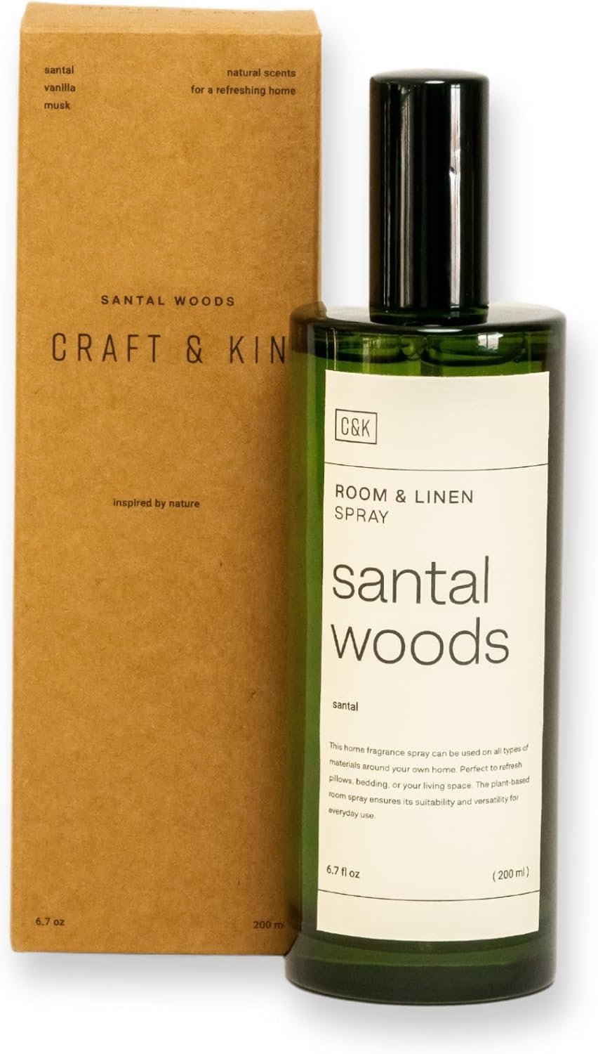 Craft & Kin Room Spray, 6.76 oz Lavender & Santal Woods, Linen Spray for Bedding, Pillow Mist, Long Lasting Home Freshener