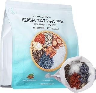 FASPLENDOR Epsom Salt Foot Soak Sachets with Lavender and Mugwort | 10 sachets; herbal blend; warm foot bath; home pedicure; daily foot care; relaxing self-care