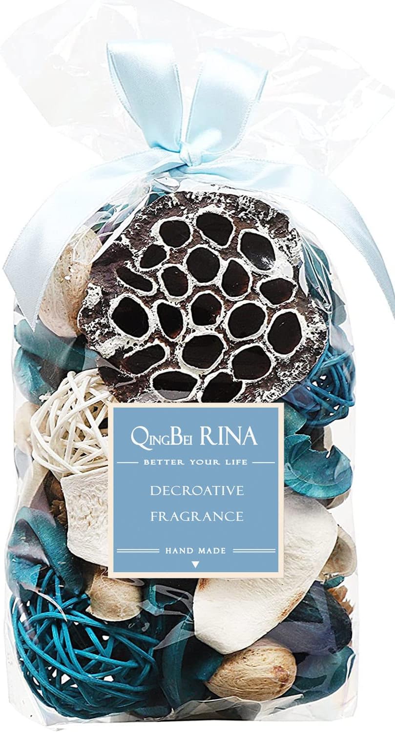 Qingbei Rina Spring Potpourri Bags, Ocean Breeze Scented Potpourri Bowl Filler,Beach Coastal Blue Vase Filler,Home Fragrance Sachet of Petal,Bathroom Decor,9.9 Oz