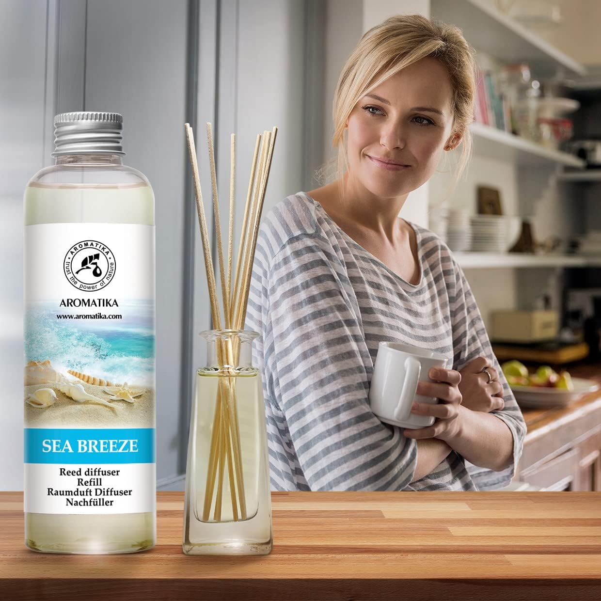 Reed Diffuser Refill - Sea Breeze 6.8 Fl Oz - Home Fragrance - Long Lasting Fresh Scent - Room Freshener