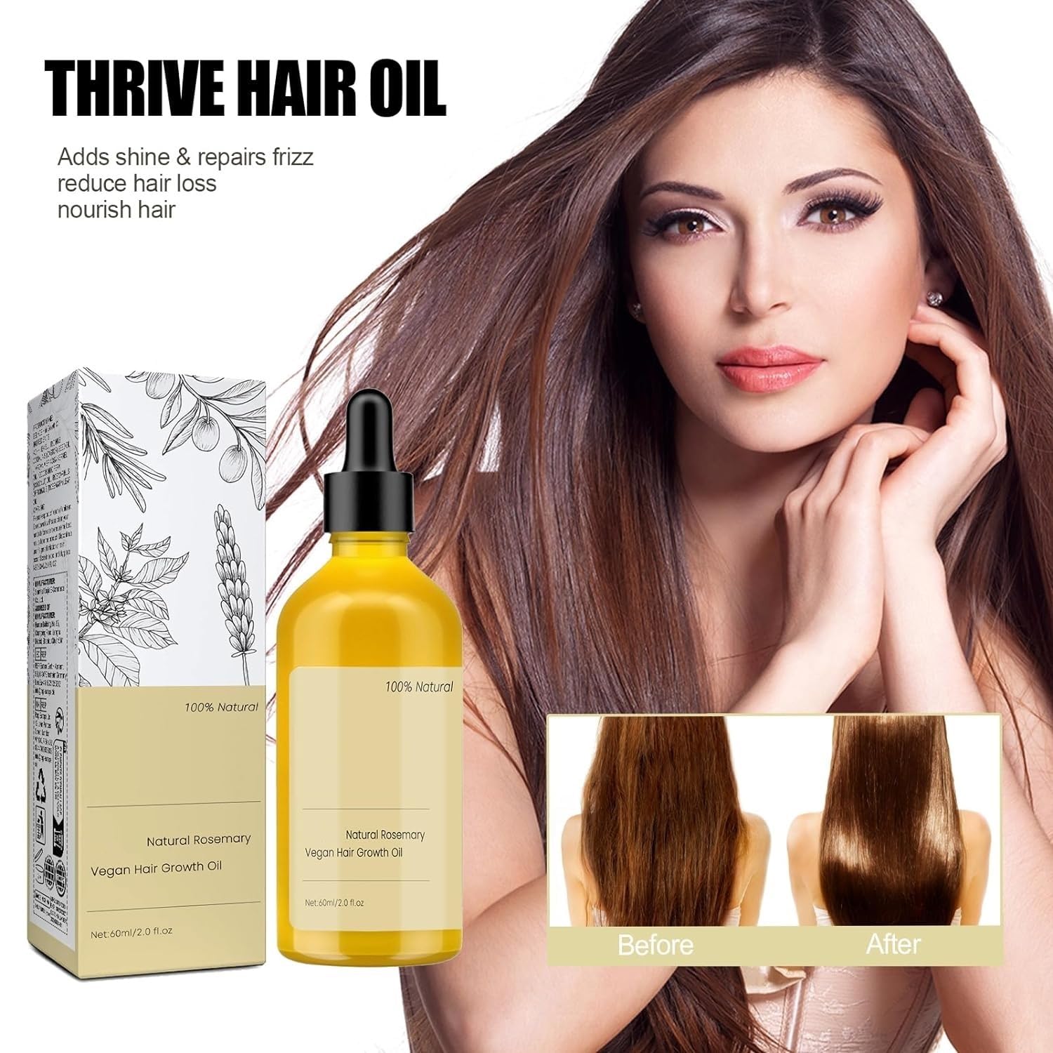 180 ML Natural Hair Growth Oil, Carvenchi Organic Rosemary Oil for Dry Damaged and Growth Thin Hair.