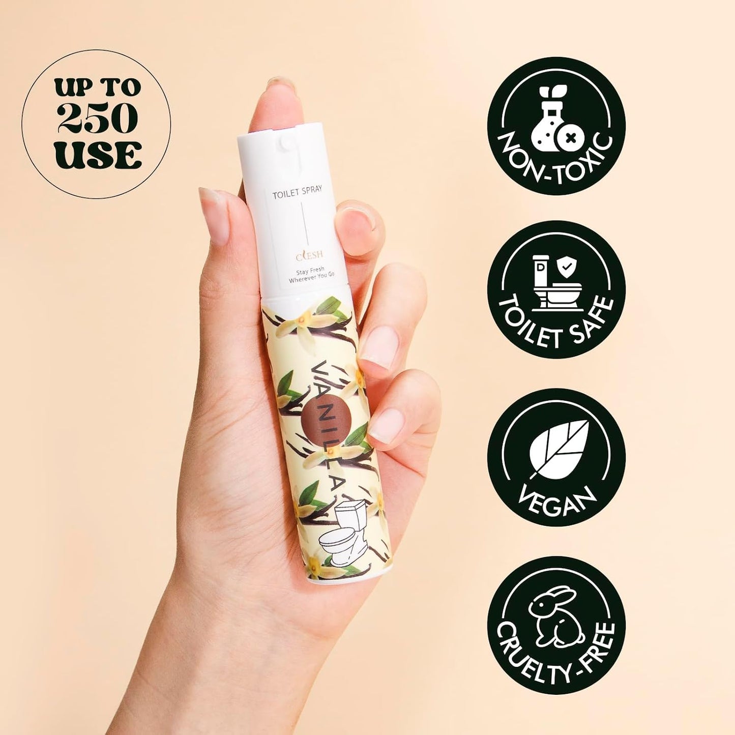 Travel Size Toilet Spray, Bathroom Odor Eliminator, 3 Pack, 1 fl oz Each, Up to 150 Uses, For Home and Travel, Essential Oils Freshener Spray, Citrus, Lavender, Vanilla