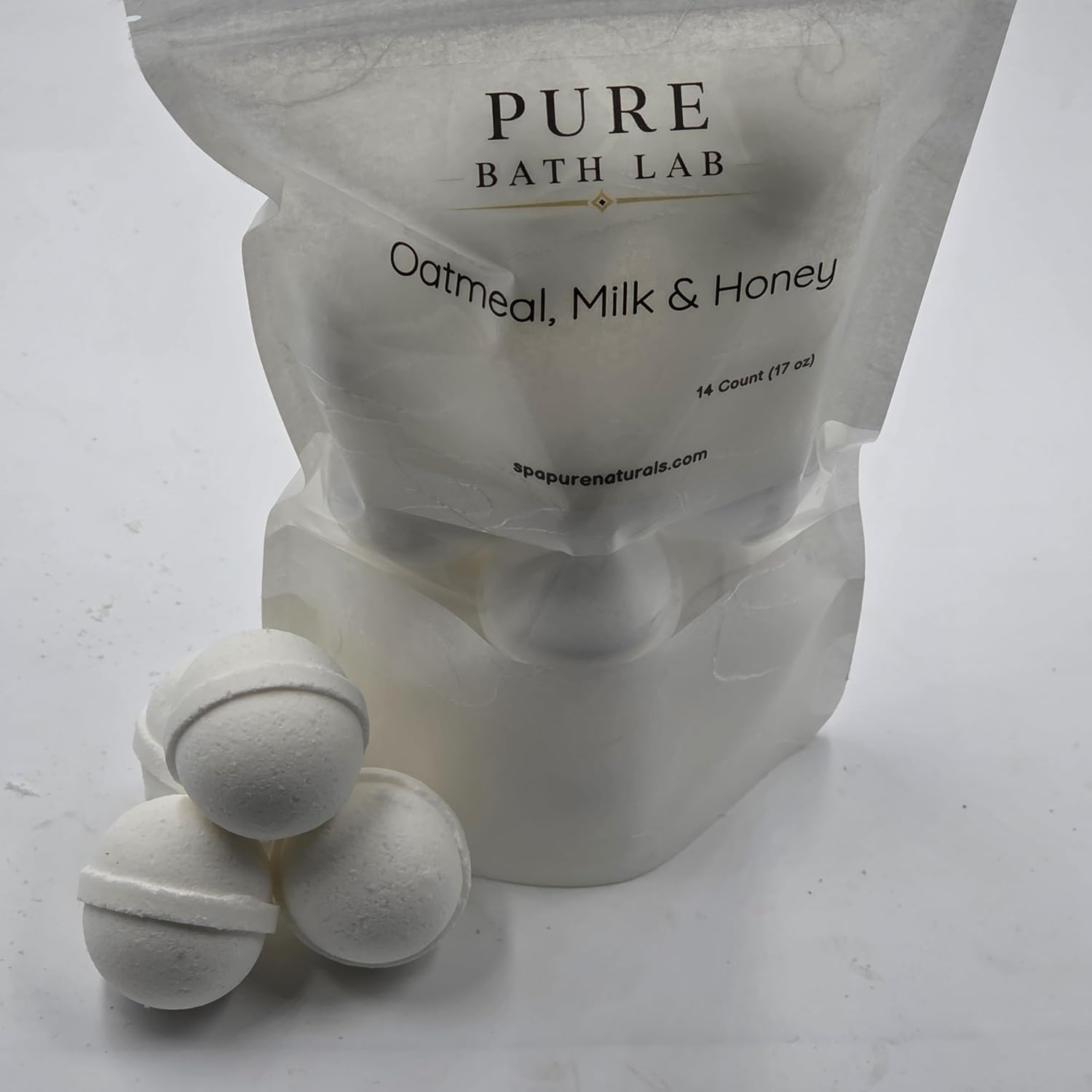 Spa Pure Oatmeal Milk & Honey: Bath Bombs Made in USA, Natural, Shea Butter, Ultra-Moisturizing, Great for Dry Skin (14 Count) Pack of 1