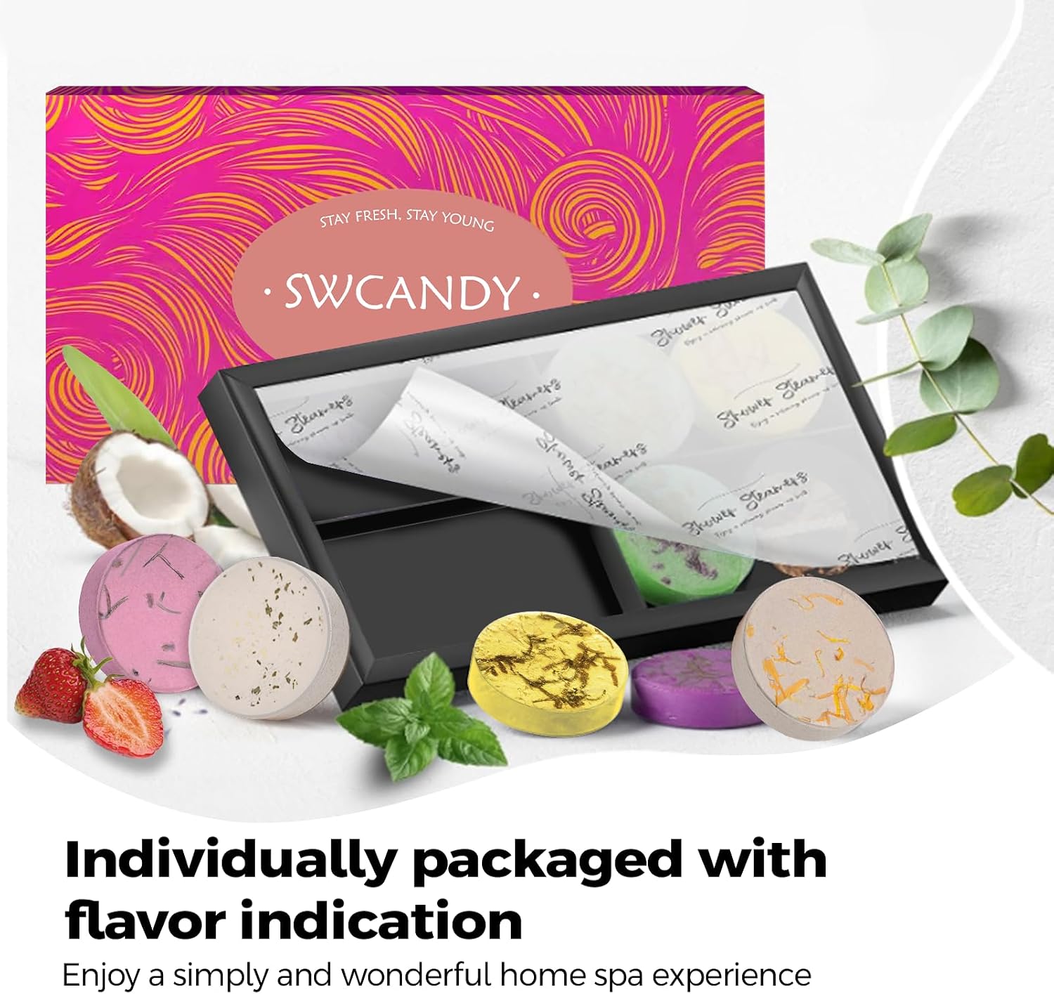 SWCANDY Shower Steamers Aromatherapy Teen Girl Gifts Trendy Stuff Travel Essentials for Women 8 Pcs Natural Essential Oils, Stress Relief Relaxation Home Spa Experience