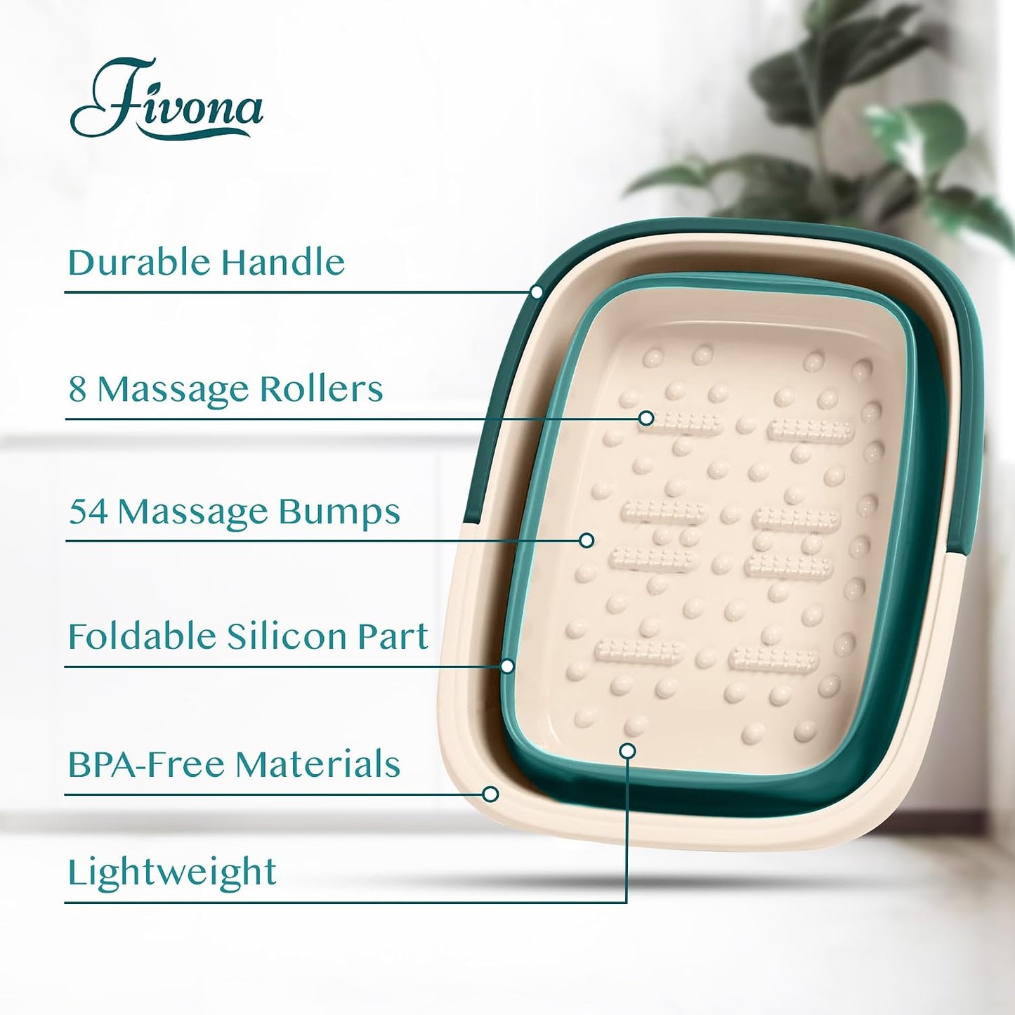 Fivona Collapsible Foot Bath Basin - Pedicure Foot Soaking Tub for Tired Feet, Cracked Heels, Soothe Soreness, Soften Calluses