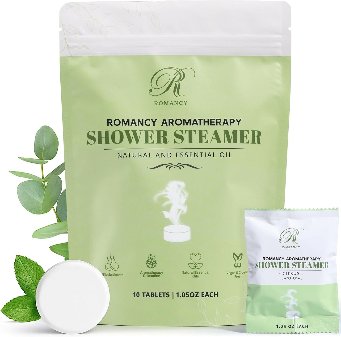 Shower Steamers 10 Pack, Eucalyptus Mint Citrus Shower Bombs Aromatherapy | Eucalyptus, Mint, Citrus & Sea Salt • Aromatherapy Shower Steamers • Home Spa Experience • 10 Pack