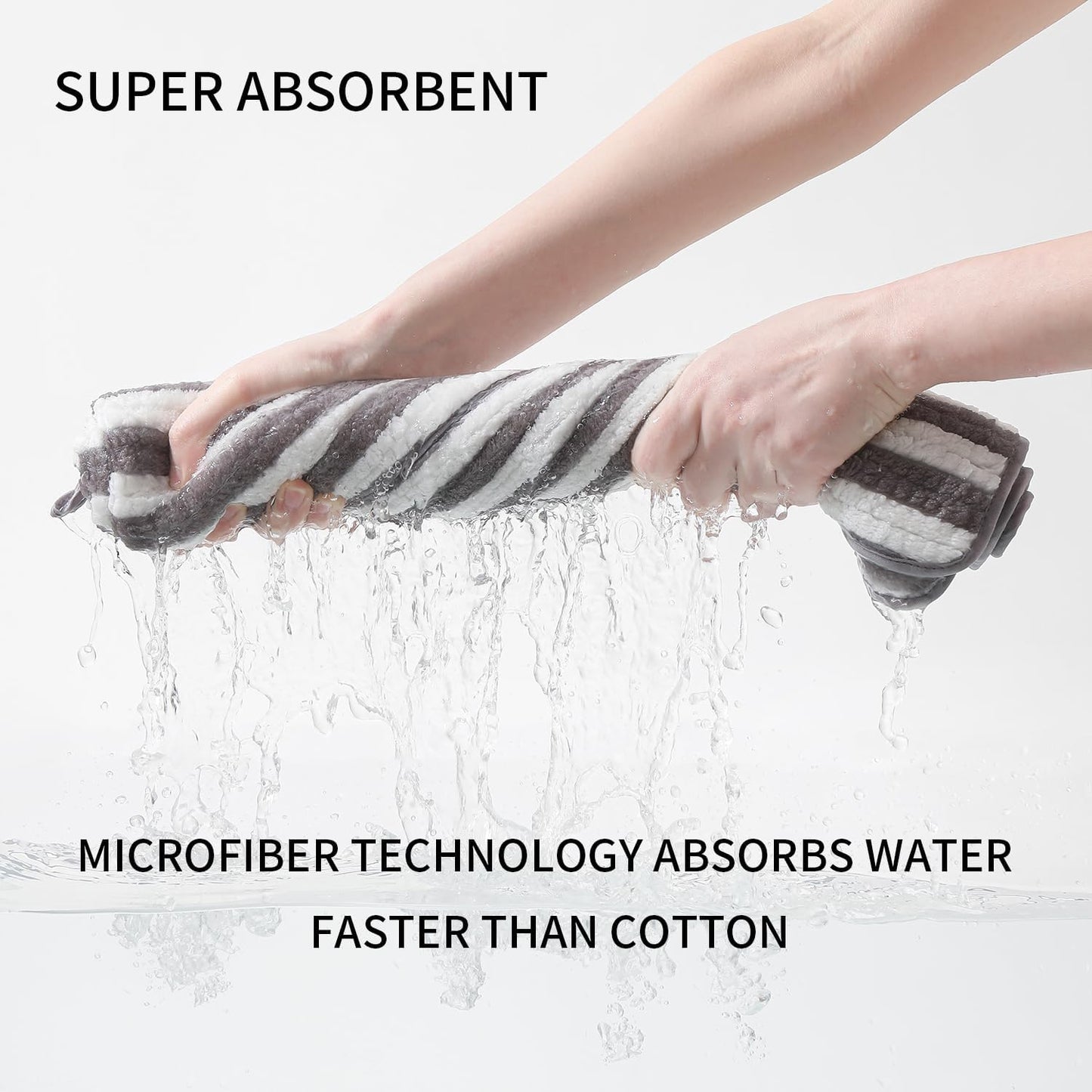 18-Piece Microfiber Bath Towels Set - 6 Bath Sheet, 6 Hand Towels, 6 Washcloths, Soft, Highly Absorbent Bathroom Towel, Quick Dry & Less Lint Shower towel for Bathroom, Hotel, Spa, Dorm-Light Grey