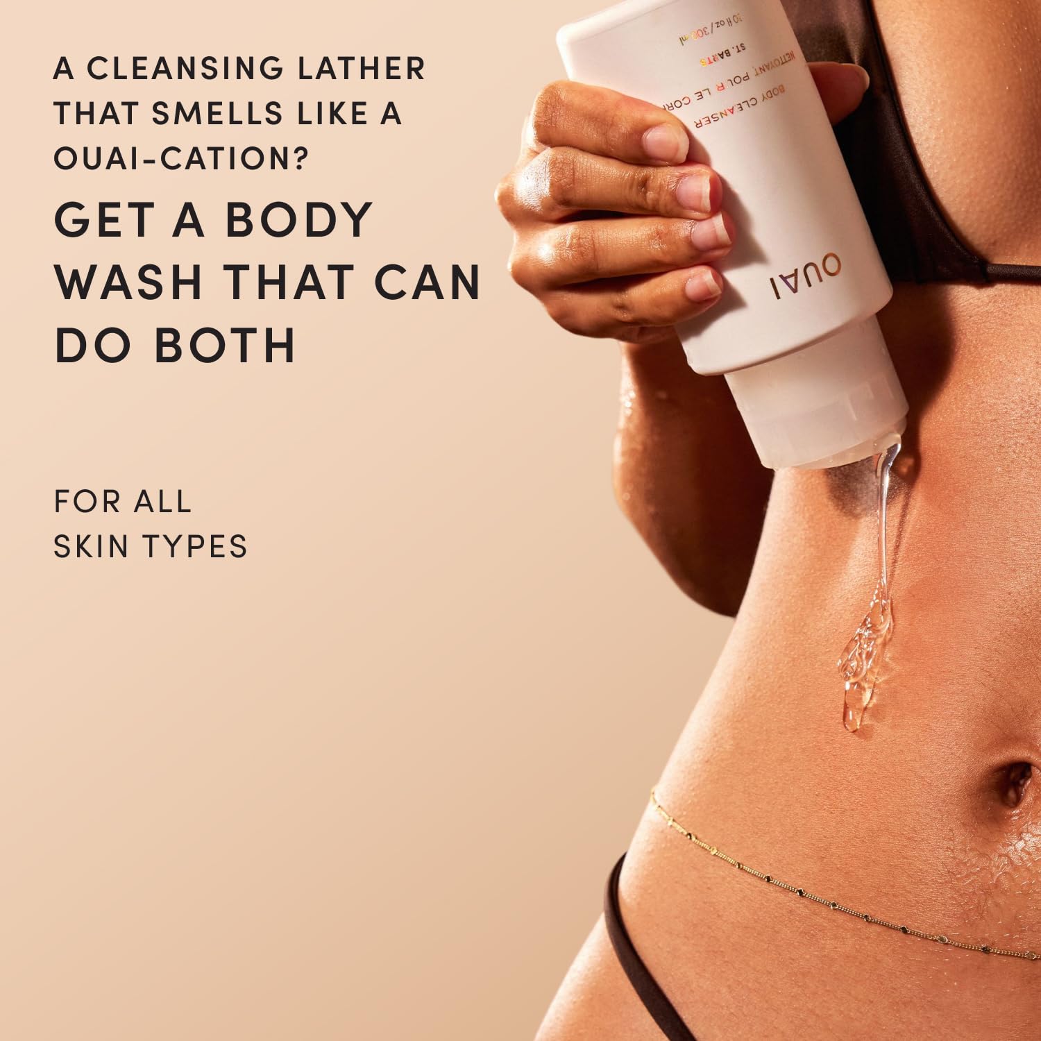 OUAI Body Cleanser, St. Barts - Foaming Body Wash with Jojoba Oil and Rosehip Oil to Hydrate, Nurture, Balance and Soften Skin - Paraben, Phthalate and Sulfate Free Skin Care Products (10 Fl Oz)