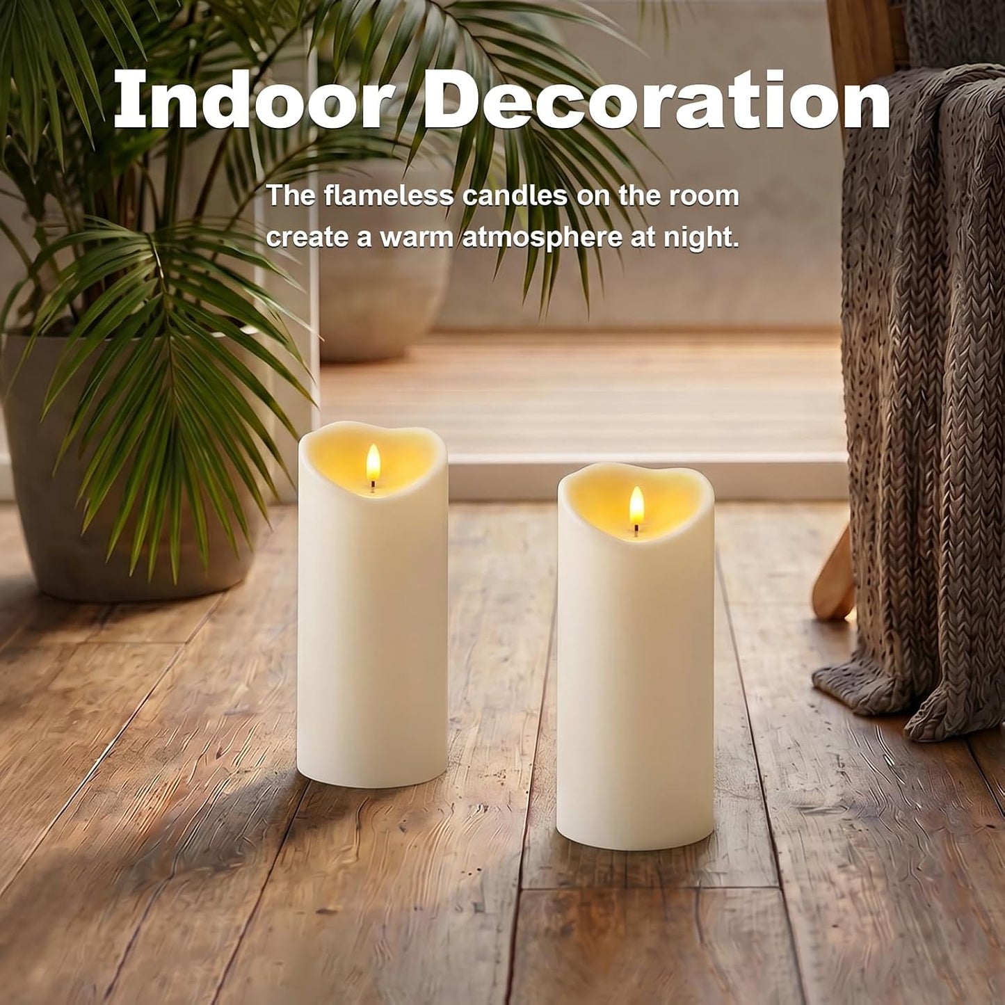 Amagic 4” x 9” Large Outdoor Waterproof Flameless Candles with Remote, Battery Operated Candles with Timer, Flickering Fake LED Pillar Candle for Patio Yard Porch Decor, Ivory White, Set of 2