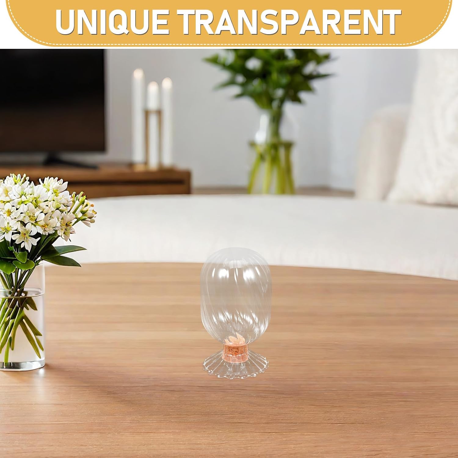 NUOBESTY Helix Shaped Glass Cloche Match Jar with Lid Decorative Glass Container Fireplace Display Accent