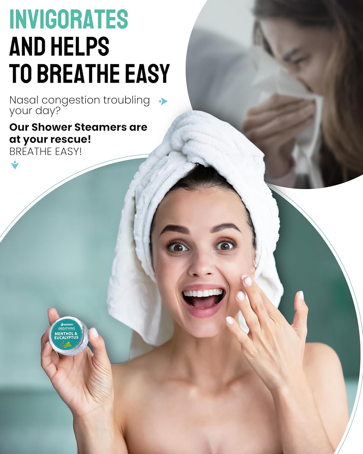 Shower Steamers Aromatherapy 15 Pack, Menthol & Eucalyptus Shower Bombs with Natural Essential Oils, Quick Relief Nasal Congestion, Relaxation & Self Care Gifts for Women & Men