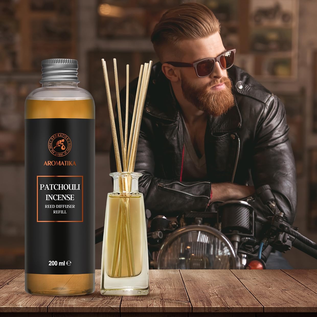 Reed Diffuser Refill Patchouli-Frankincense 6.8Fl Oz - Aroma Refill for Reed Diffuser - Long Lasting Home Fragrance - Air Freshener - Warm Scent - Aromatherapy - Home Decor - Air Diffuser