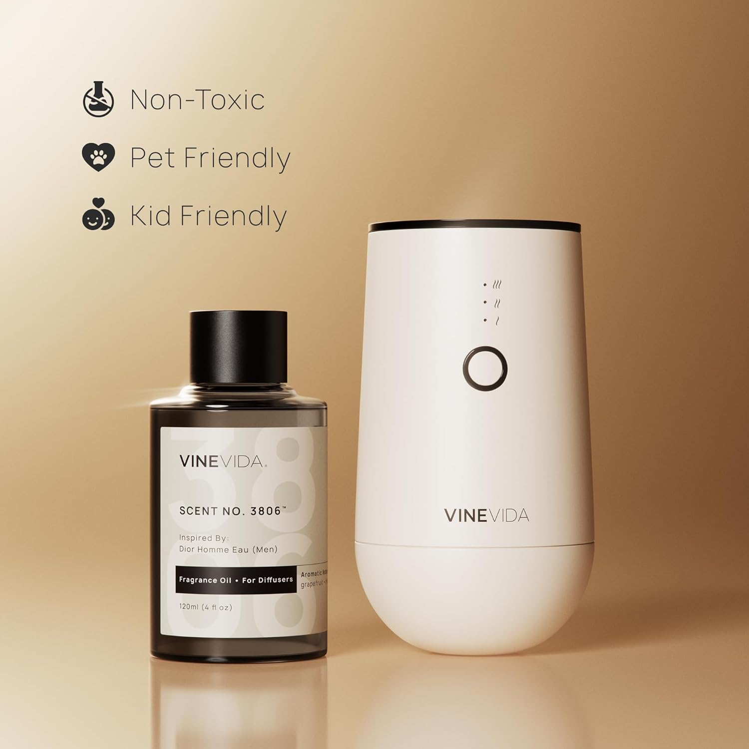 VINEVIDA [4 Fl Oz] Scent NO. 1112 Fragrance Oil for Cold Air Diffusers, Aromatic Notes of Amber Citrus Spearmint, Essential Oils for Diffuser Oil Refill & Air Freshener Room Spray