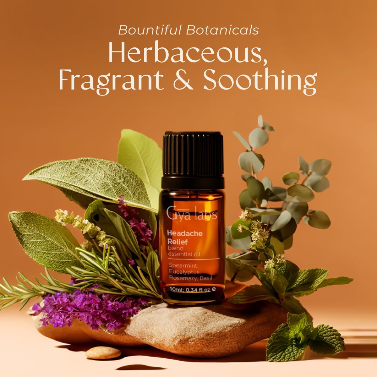Gya Labs Headache Essential Oil Blend for Diffuser, Aromatherapy, Massage & DIY - 100% Pure Natural Ingredients of Spearmint, Rosemary & Eucalyptus (0.34 Fl Oz)