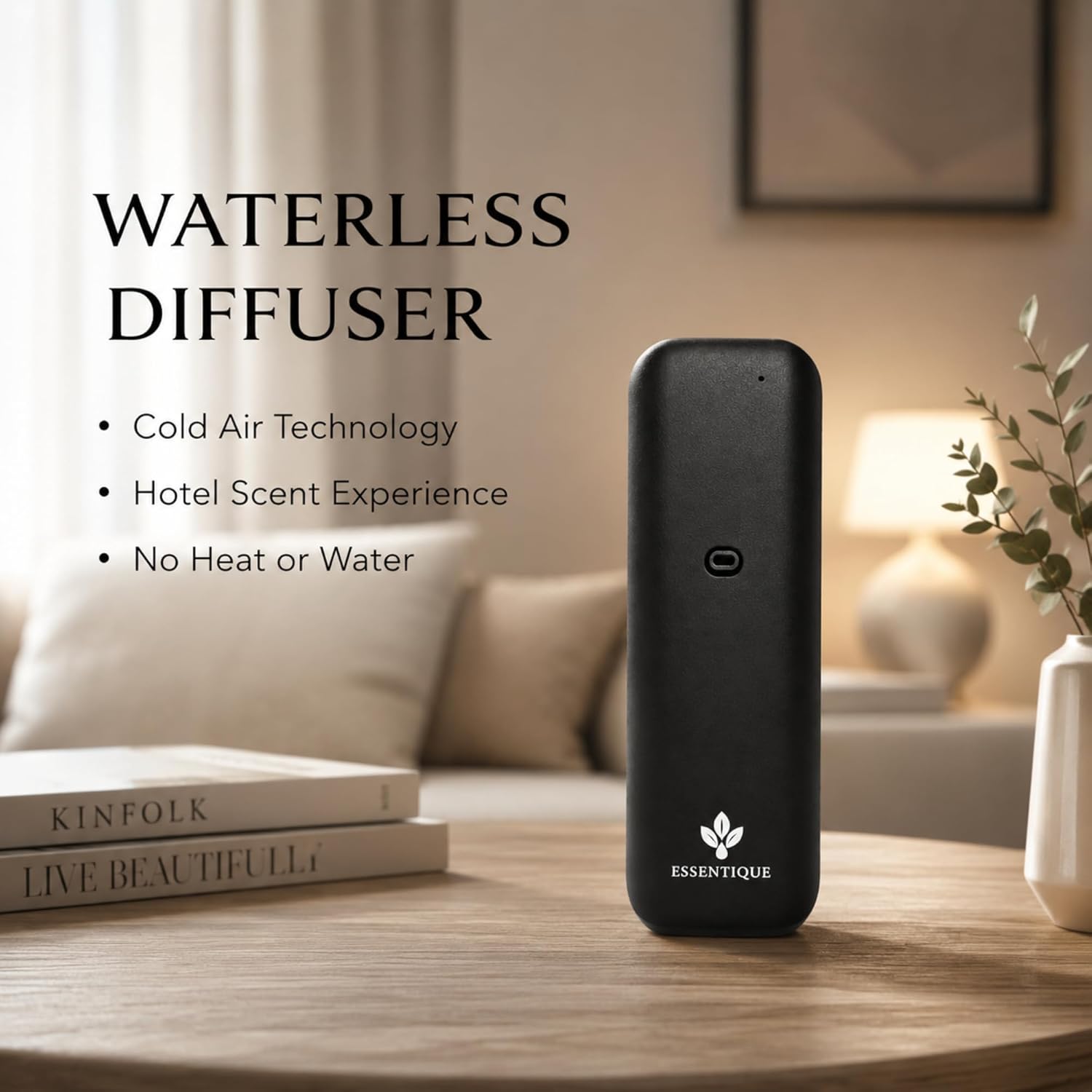 The Pulse Plug-in Waterless Diffuser – Cold Air Nebulizing Scent Machine for Home, Hotel, Office & Spa – w/Bluetooth for Essential Oil Blends (Black)