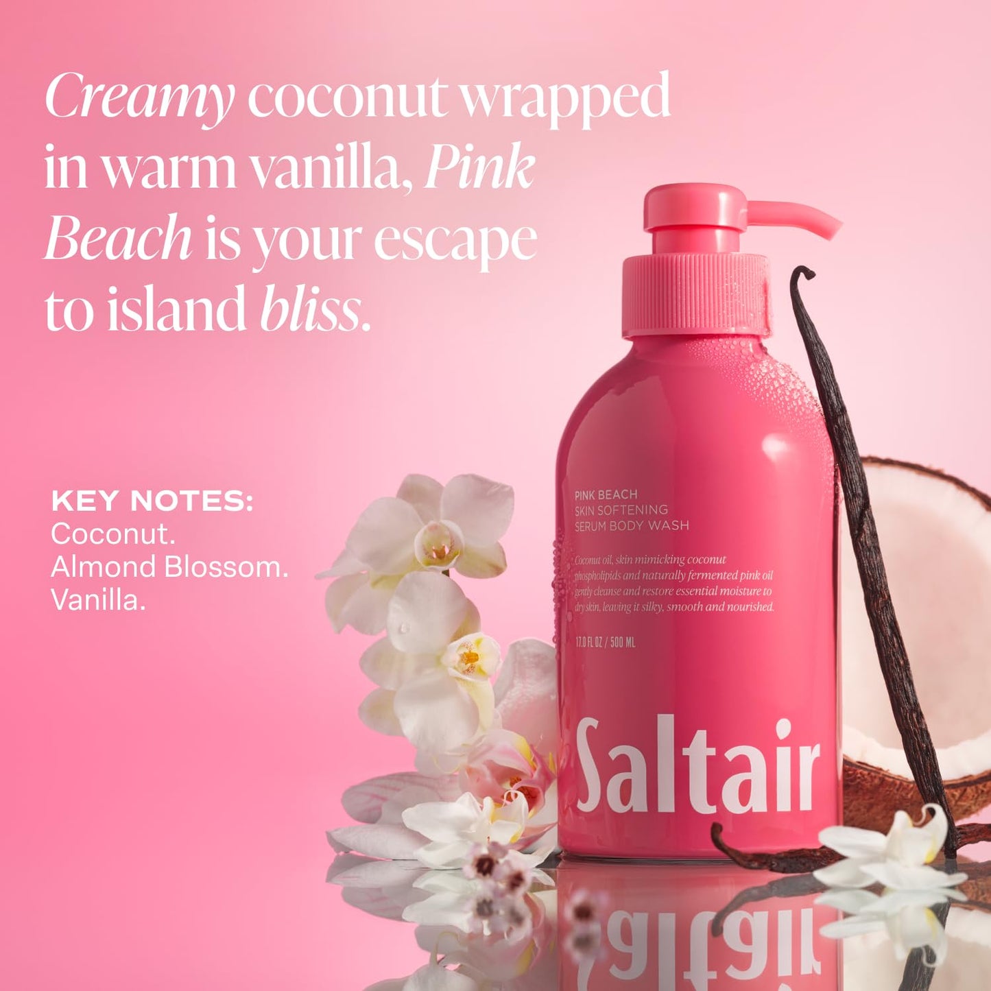 Saltair Body Wash Variety Pack – Signature Scents: Santal Bloom & Pink Beach – Moisturizing Body Wash – Scented Shower Gel for Women and Men – 2x 17oz – Paraben & Cruelty-Free
